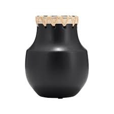 CER, 7"H VASE W/ WEAVING, BLACK Vases and Jars| Sagebrook Home