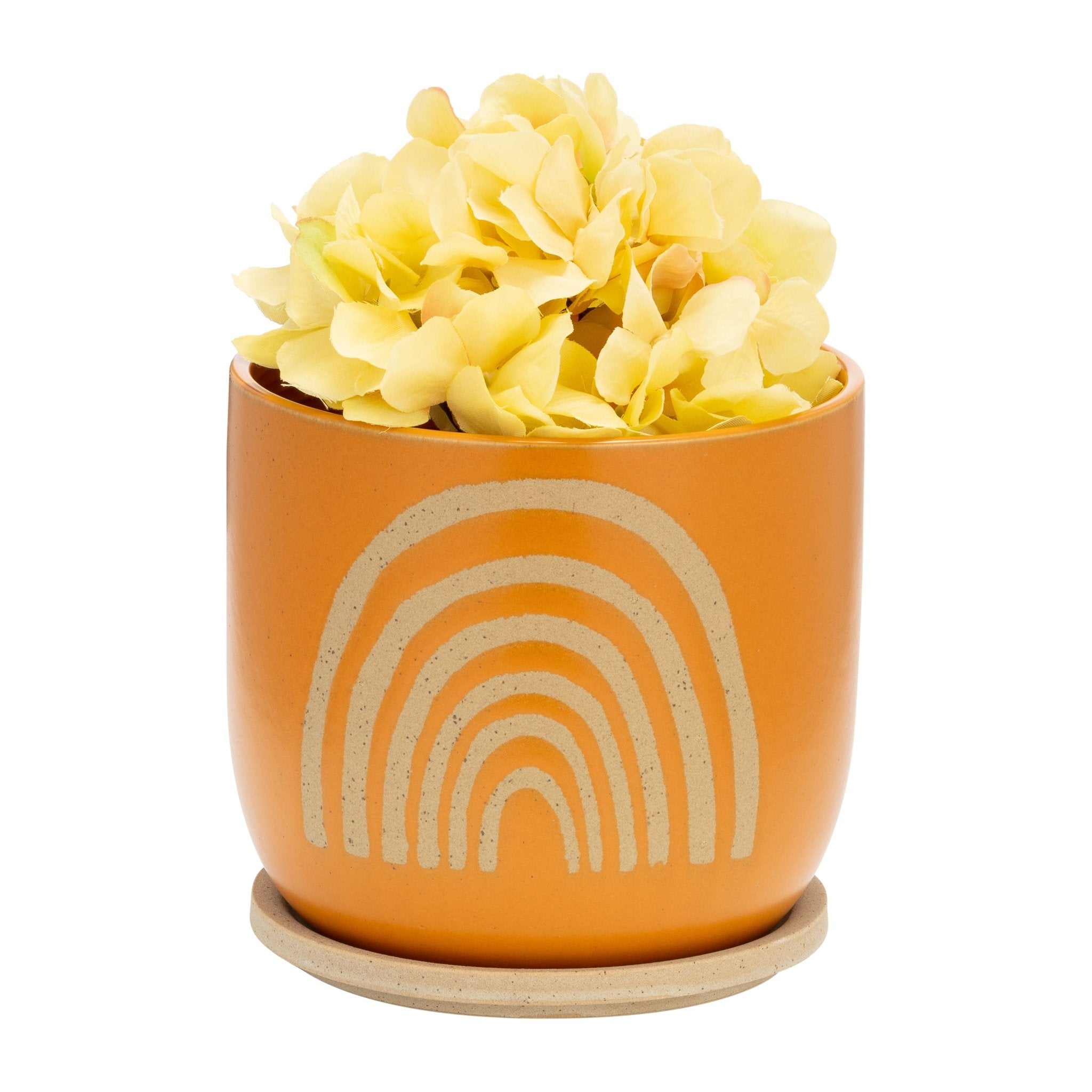 Cer, 8" Arch Planter W/ Saucer, Orange Outdoor Planters| Sagebrook Home