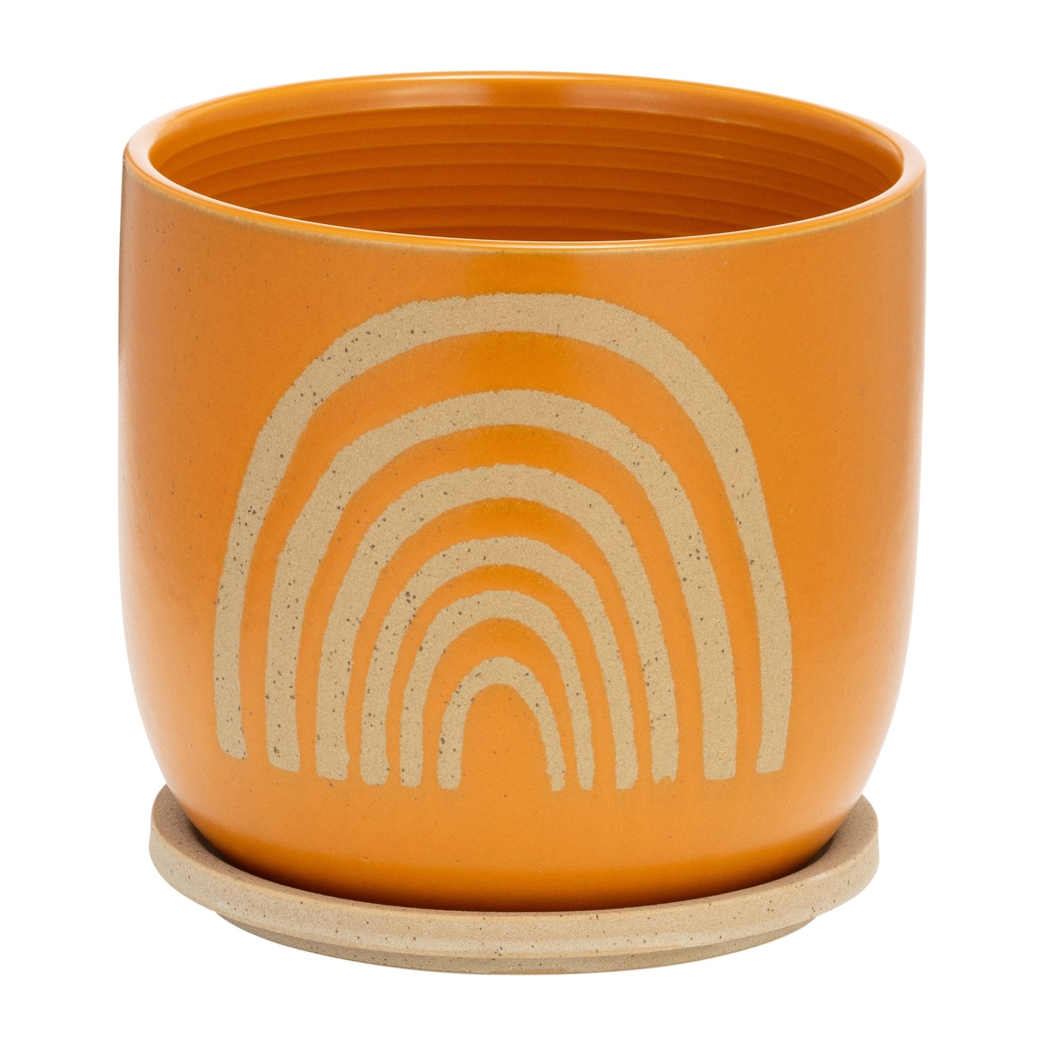 Cer, 8" Arch Planter W/ Saucer, Orange Outdoor Planters| Sagebrook Home