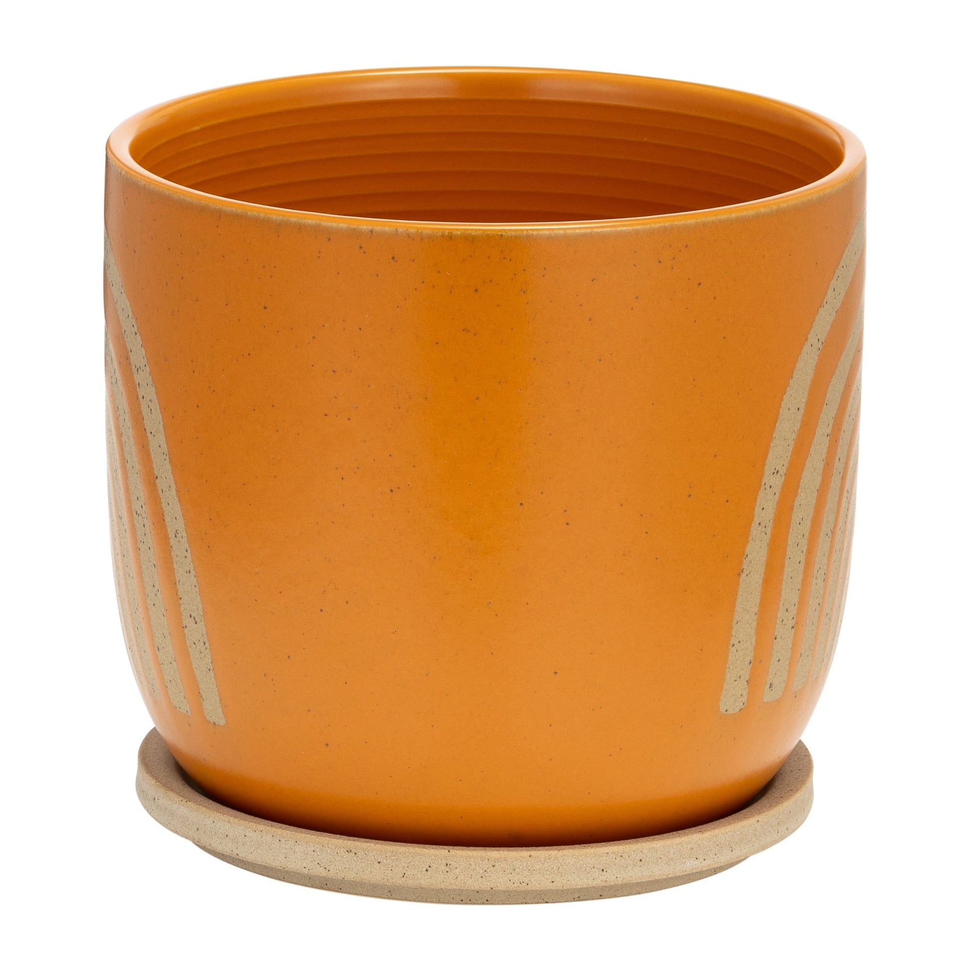 Cer, 8" Arch Planter W/ Saucer, Orange Outdoor Planters| Sagebrook Home