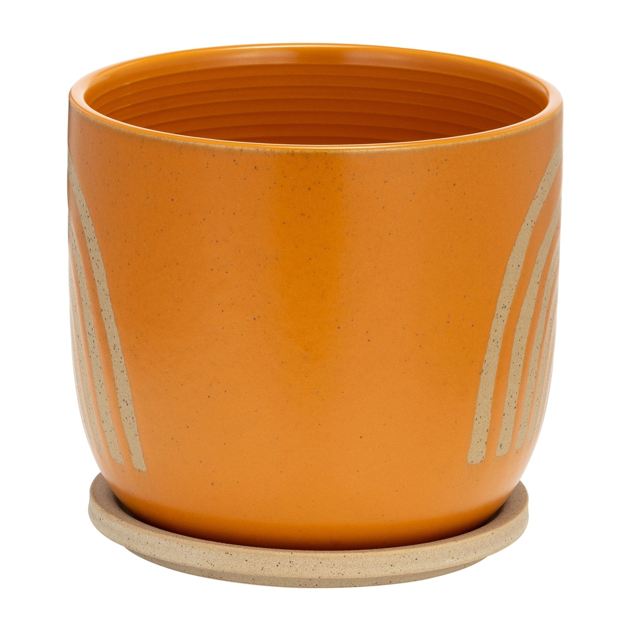 Cer, 8" Arch Planter W/ Saucer, Orange Outdoor Planters| Sagebrook Home