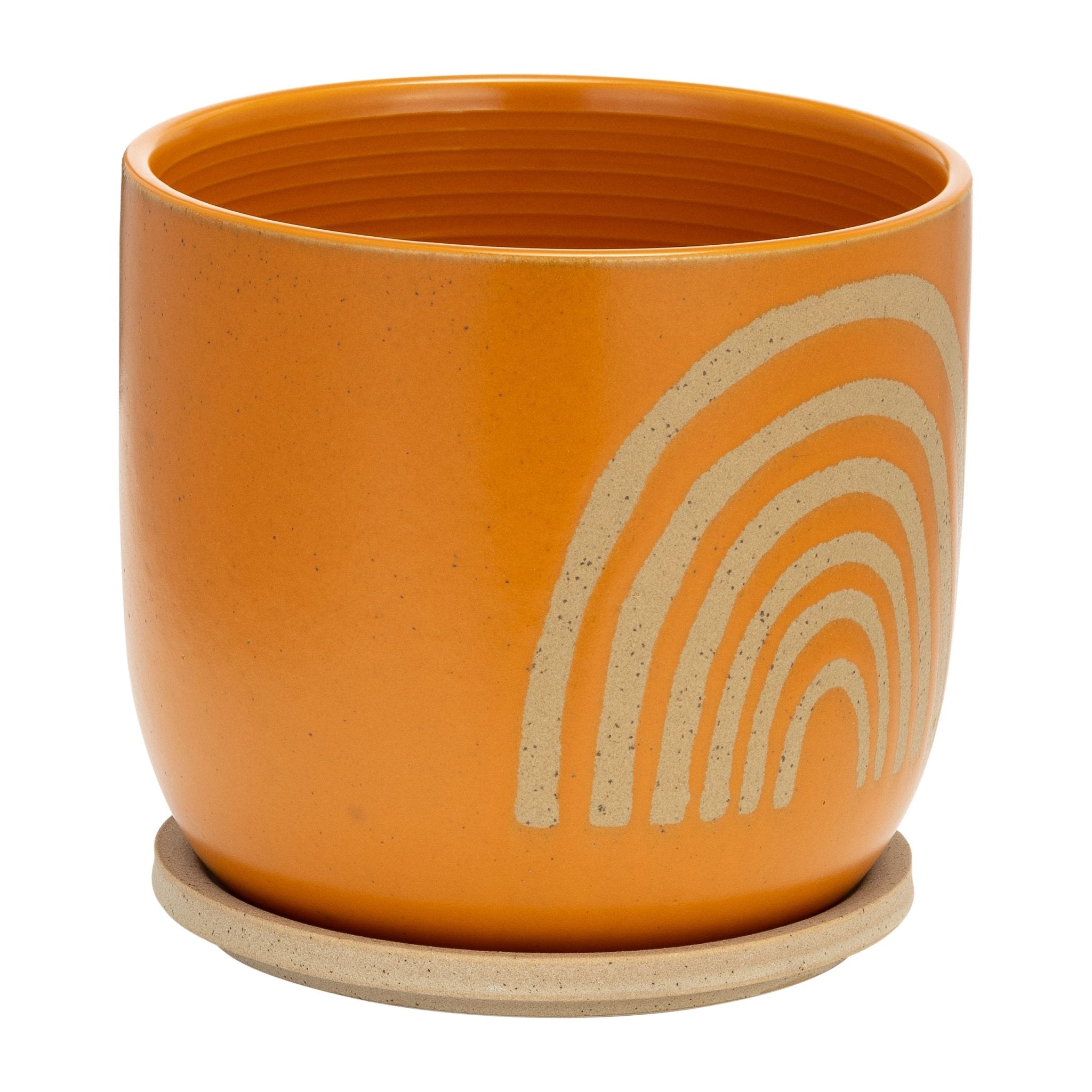 Cer, 8" Arch Planter W/ Saucer, Orange Outdoor Planters| Sagebrook Home