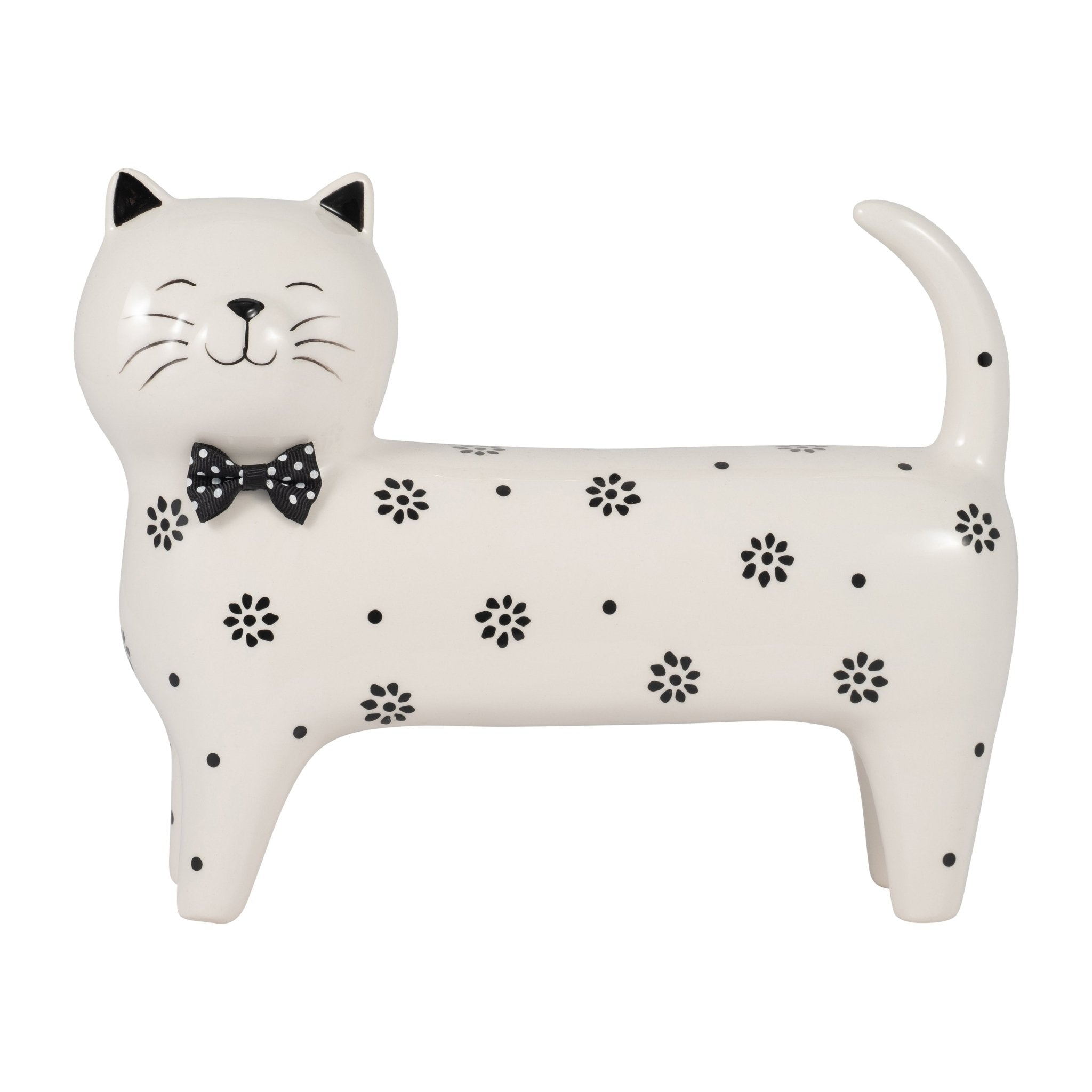 Cer, 8" Daisies Cat, White Table Decors| Sagebrook Home