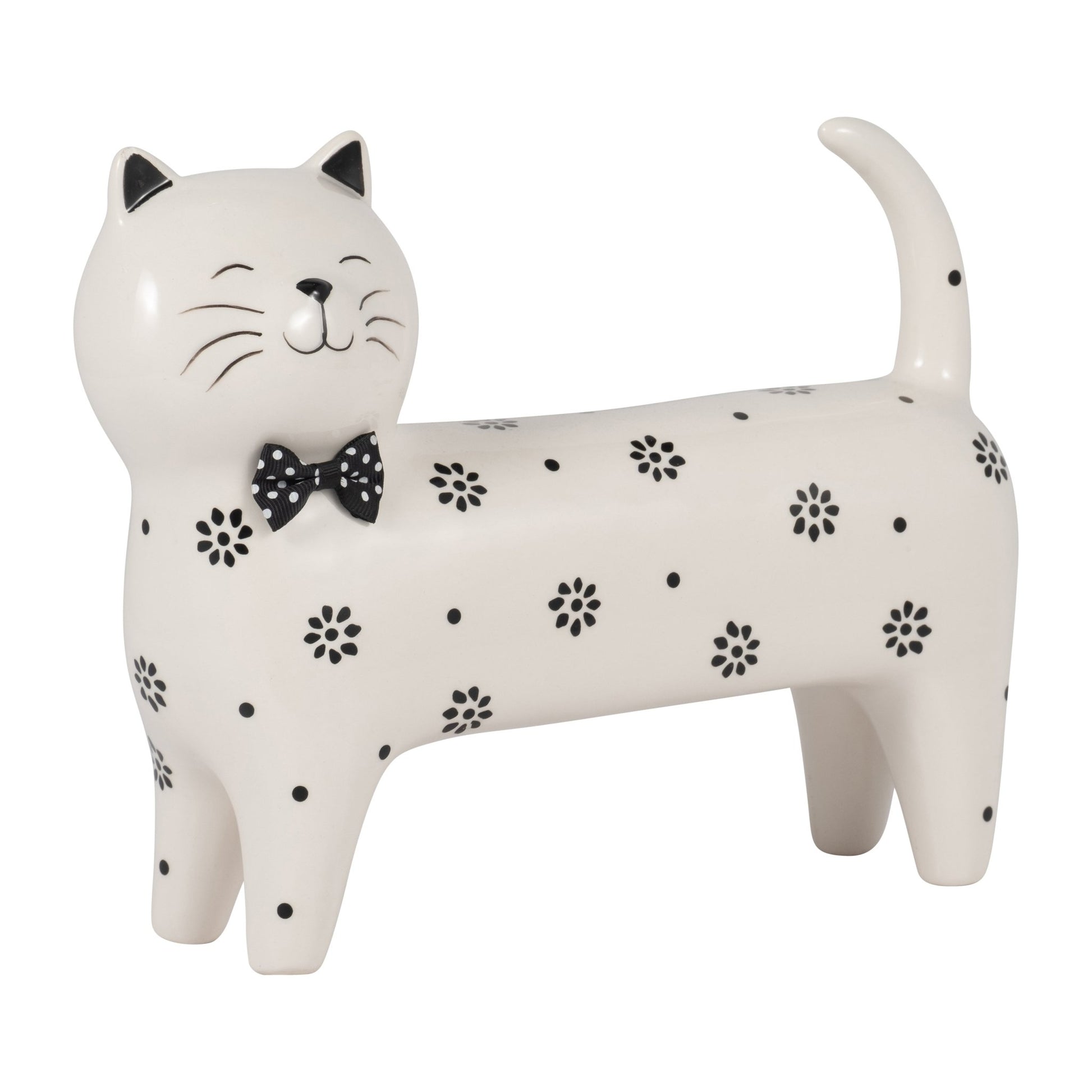 Cer, 8" Daisies Cat, White Table Decors| Sagebrook Home
