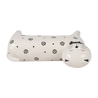 Cer, 8" Daisies Cat, White - Al Rugaib Furniture