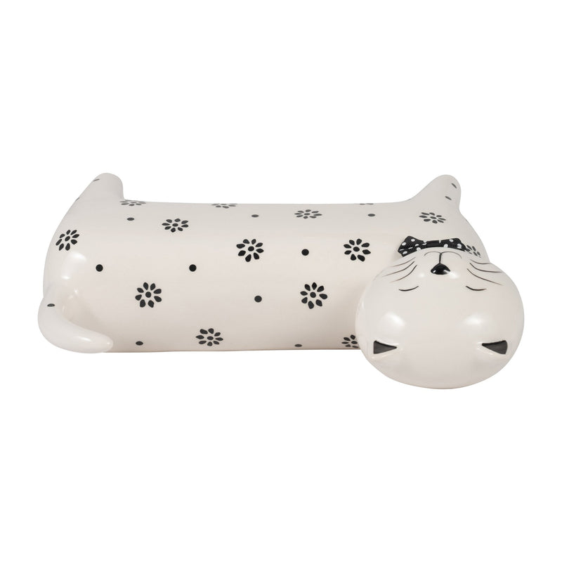 Cer, 8" Daisies Cat, White - Al Rugaib Furniture