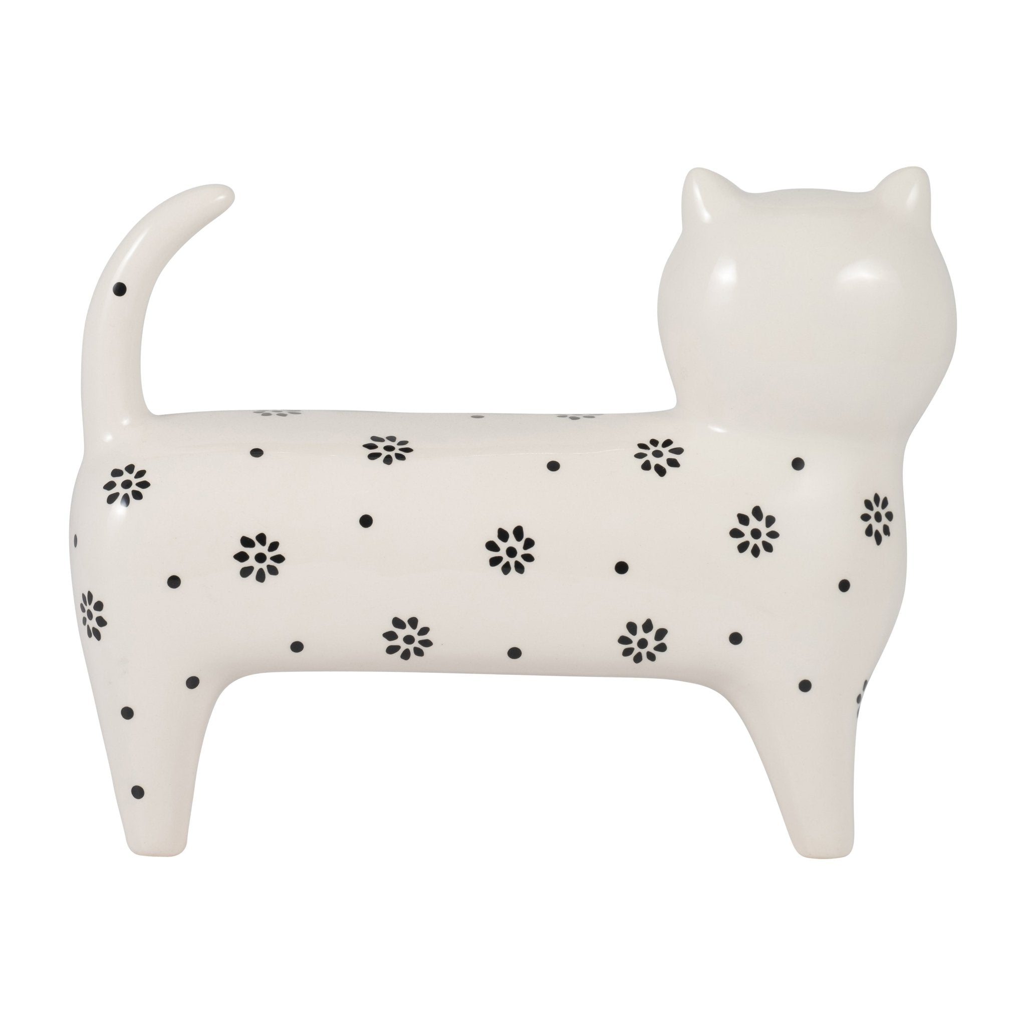 Cer, 8" Daisies Cat, White Table Decors| Sagebrook Home