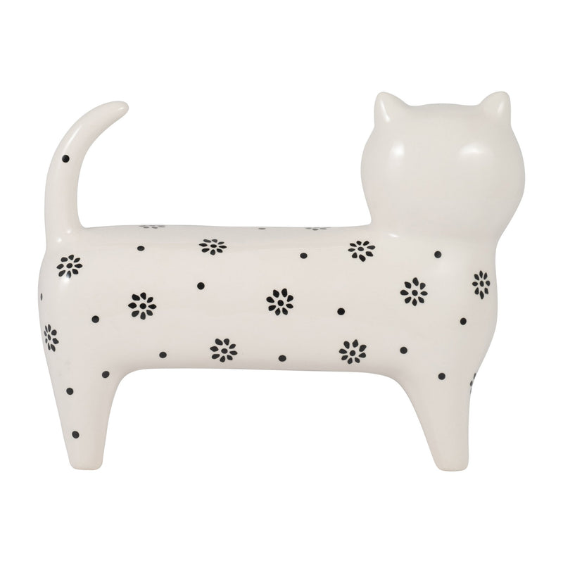 Cer, 8" Daisies Cat, White - Al Rugaib Furniture