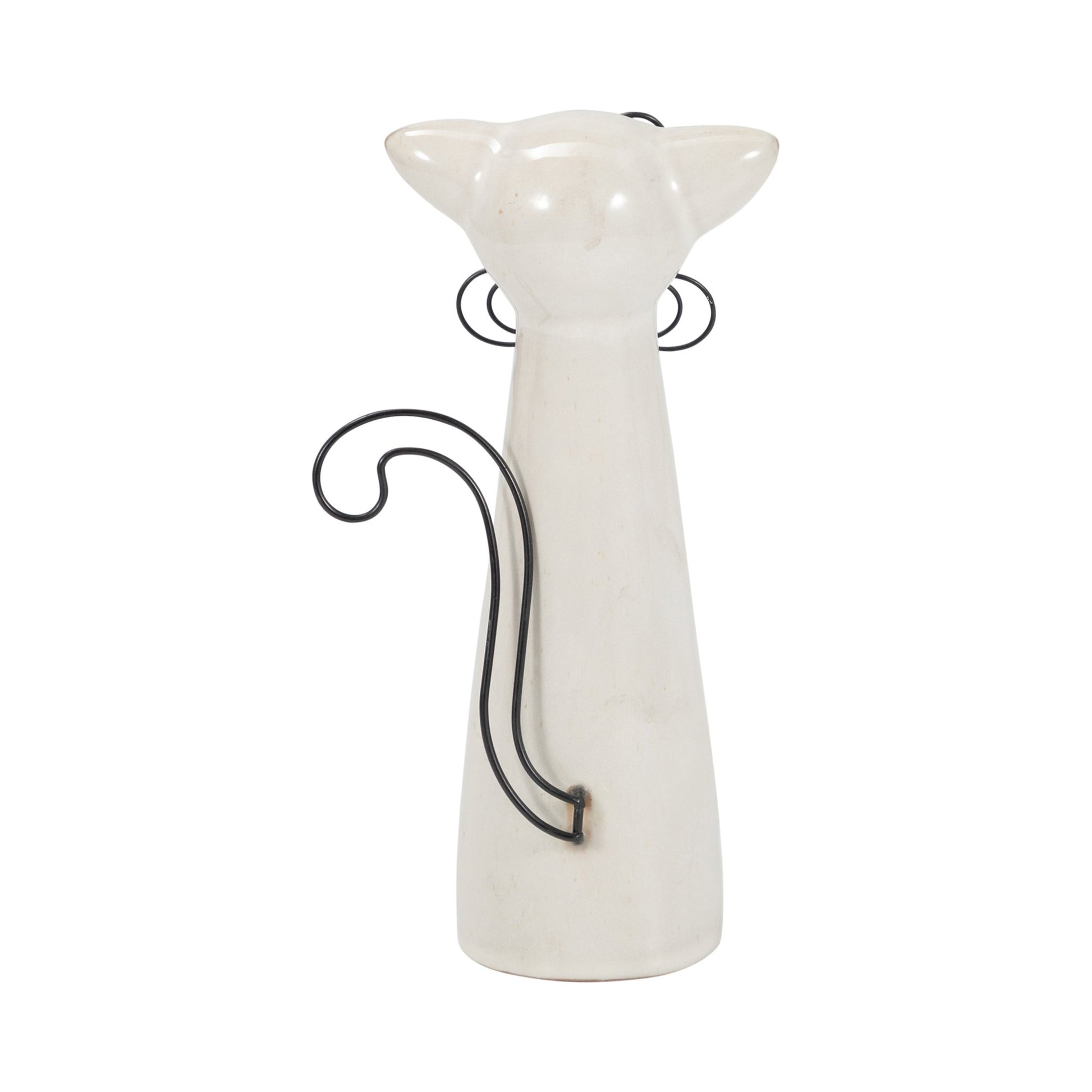 CER, 8"H CAT W/ GLASSES, BEIGE Table Decors| Sagebrook Home