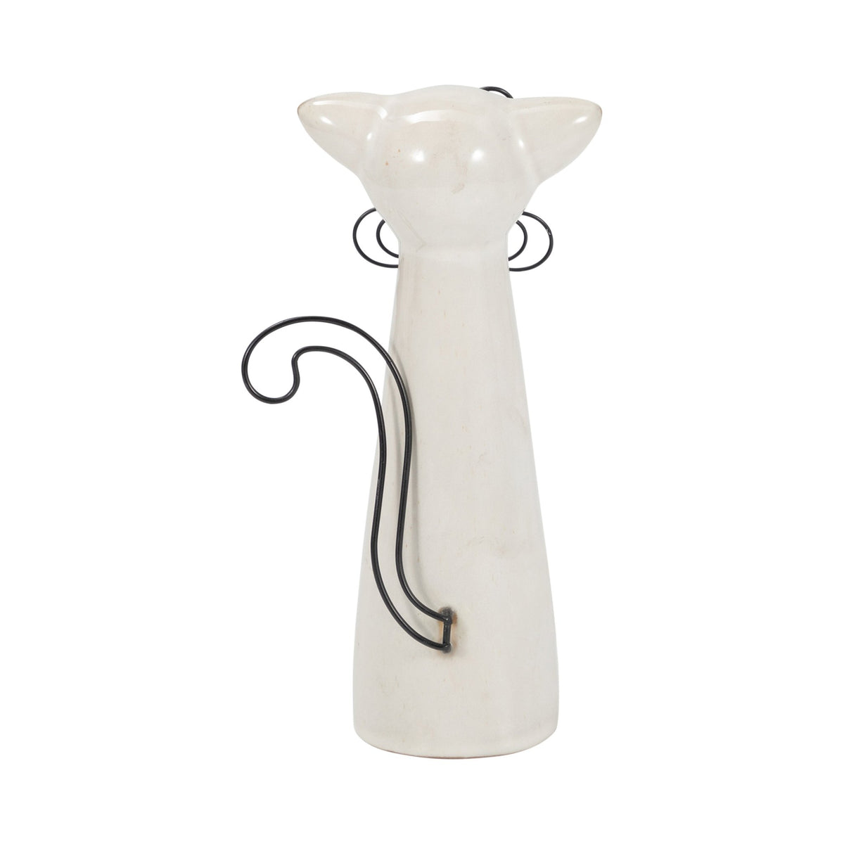 CER, 8"H CAT W/ GLASSES, BEIGE Table Decors| Sagebrook Home