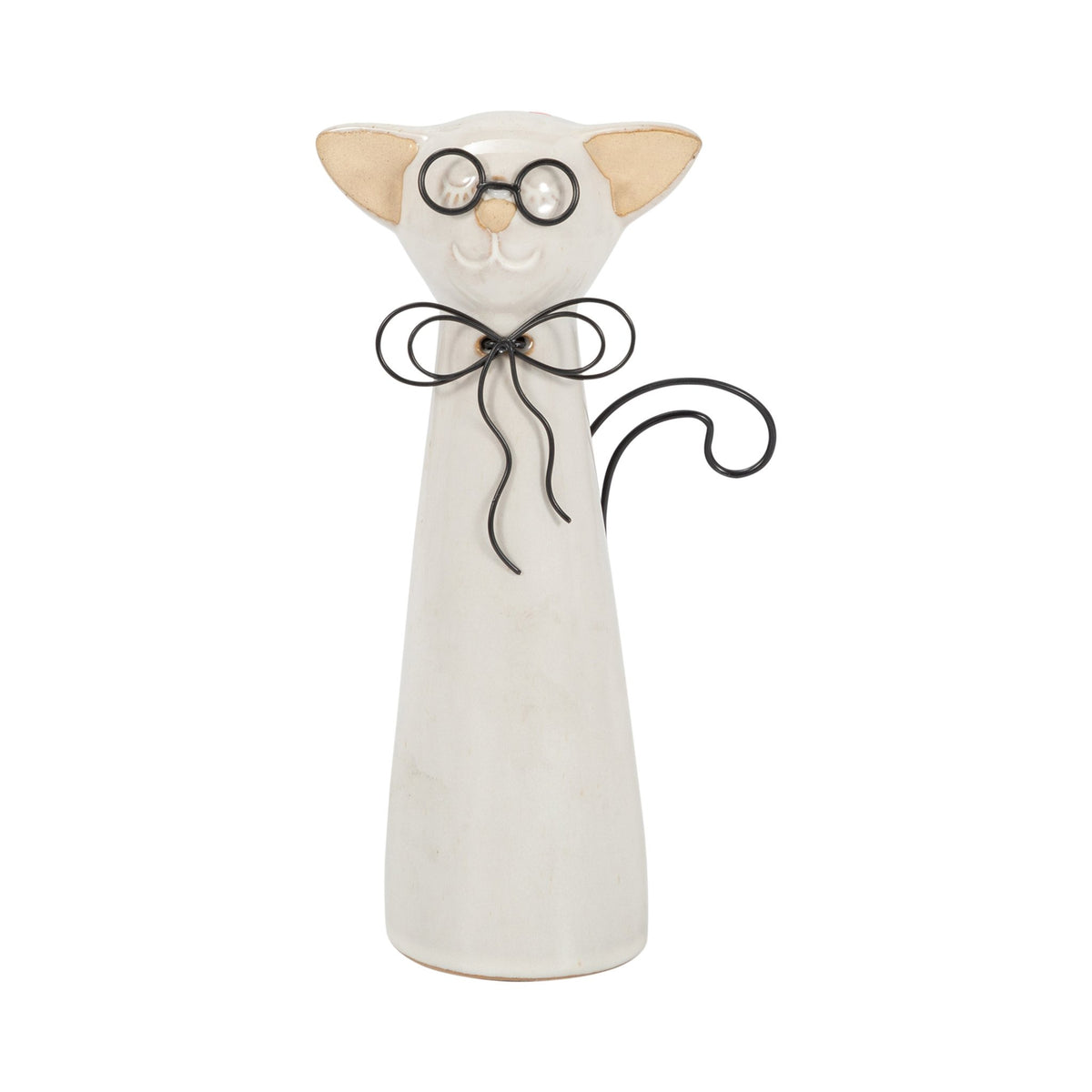 CER, 8"H CAT W/ GLASSES, BEIGE Table Decors| Sagebrook Home