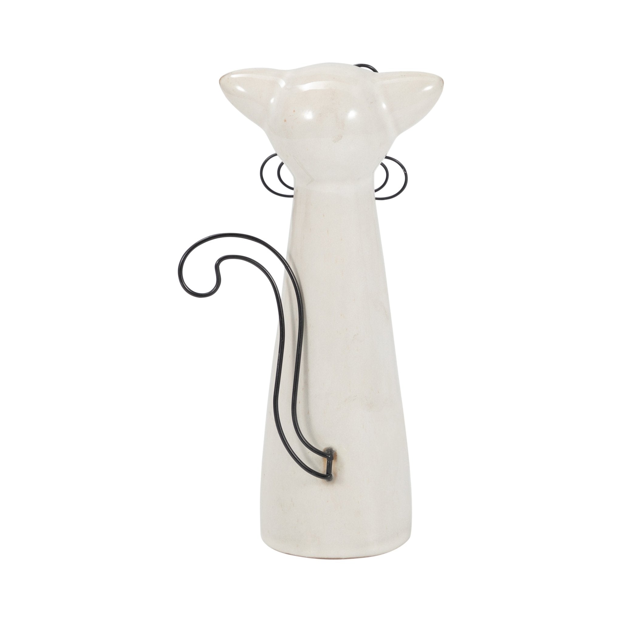 CER, 8"H CAT W/ GLASSES, BEIGE Table Decors| Sagebrook Home