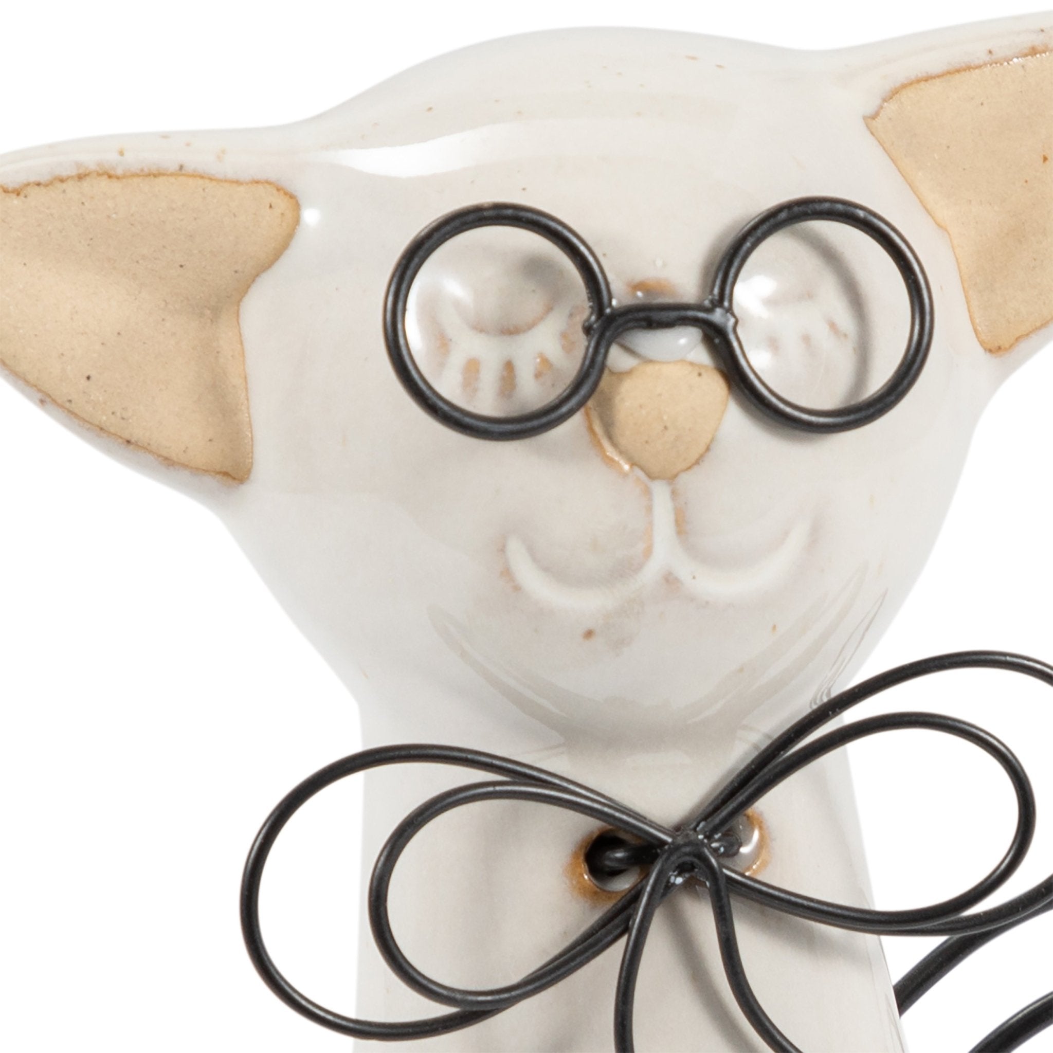 CER, 8"H CAT W/ GLASSES, BEIGE Table Decors| Sagebrook Home