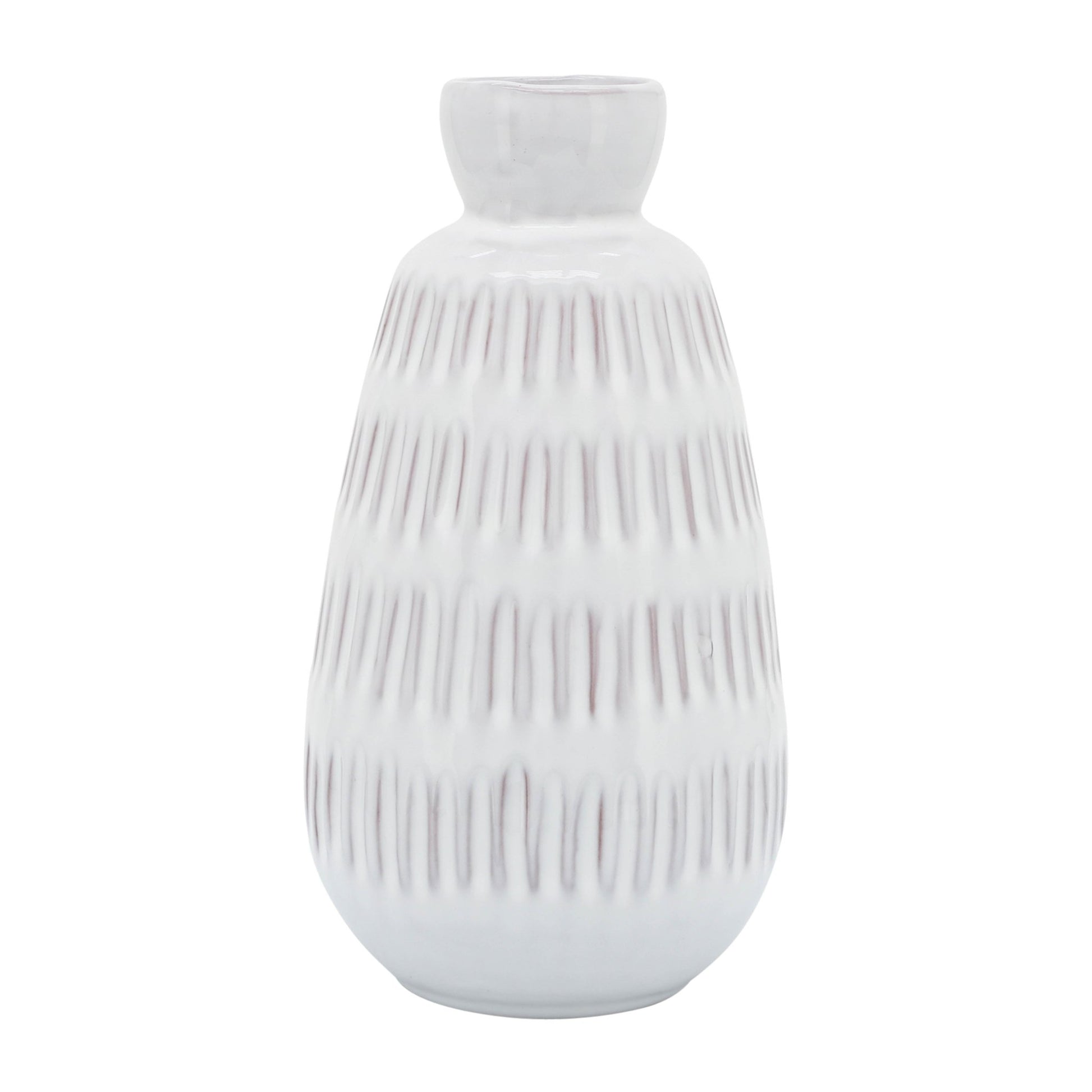CER, 8"H DIMPLED VASE, WHITE Vases and Jars| Sagebrook Home