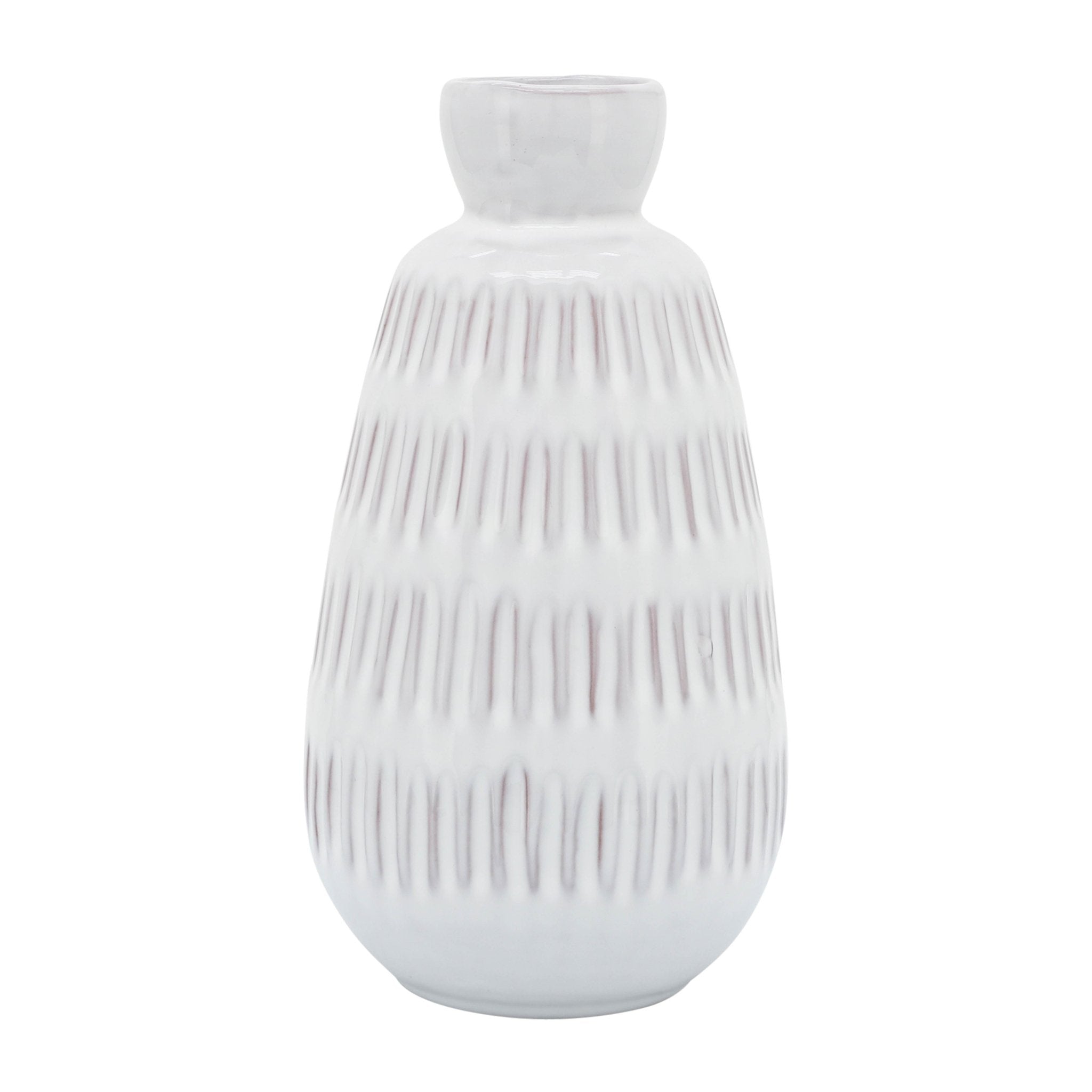 CER, 8"H DIMPLED VASE, WHITE Vases and Jars| Sagebrook Home