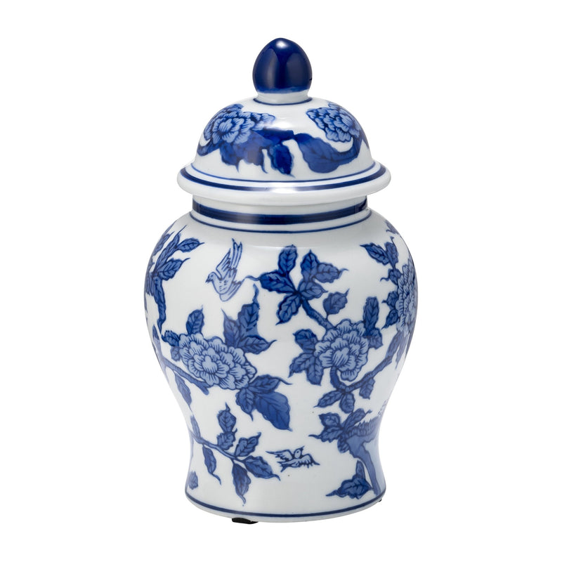 CER, 8"H TEMPLE JAR, BLUE/WHITE - Al Rugaib Furniture