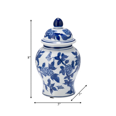 CER, 8"H TEMPLE JAR, BLUE/WHITE - Al Rugaib Furniture