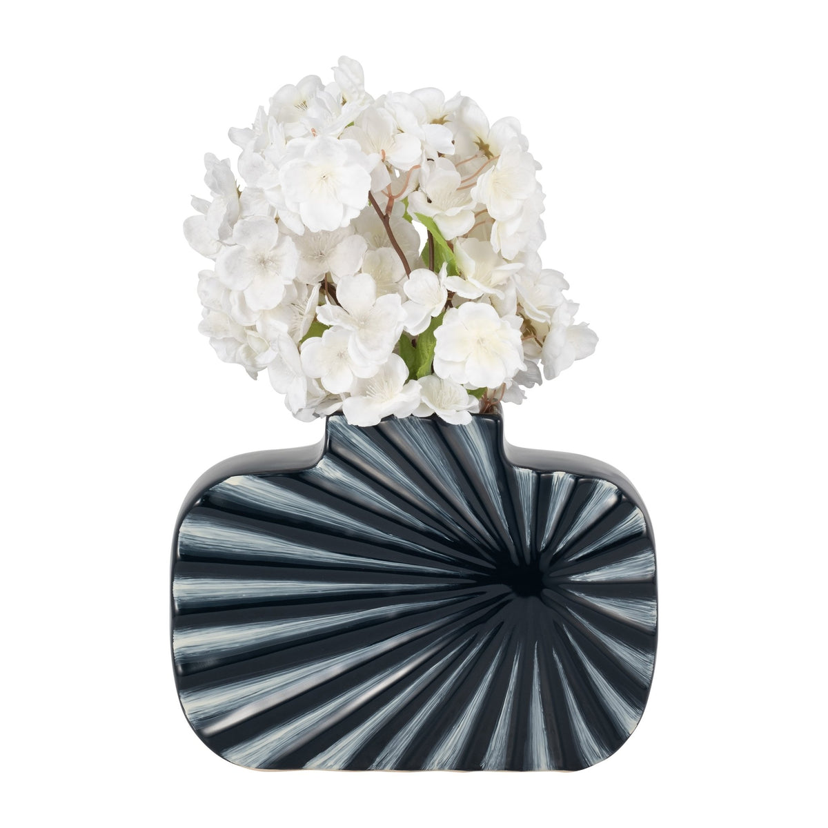 CER, 8"H TEXTURED VASE, NVY BLUE/CREAM Vases and Jars| Sagebrook Home