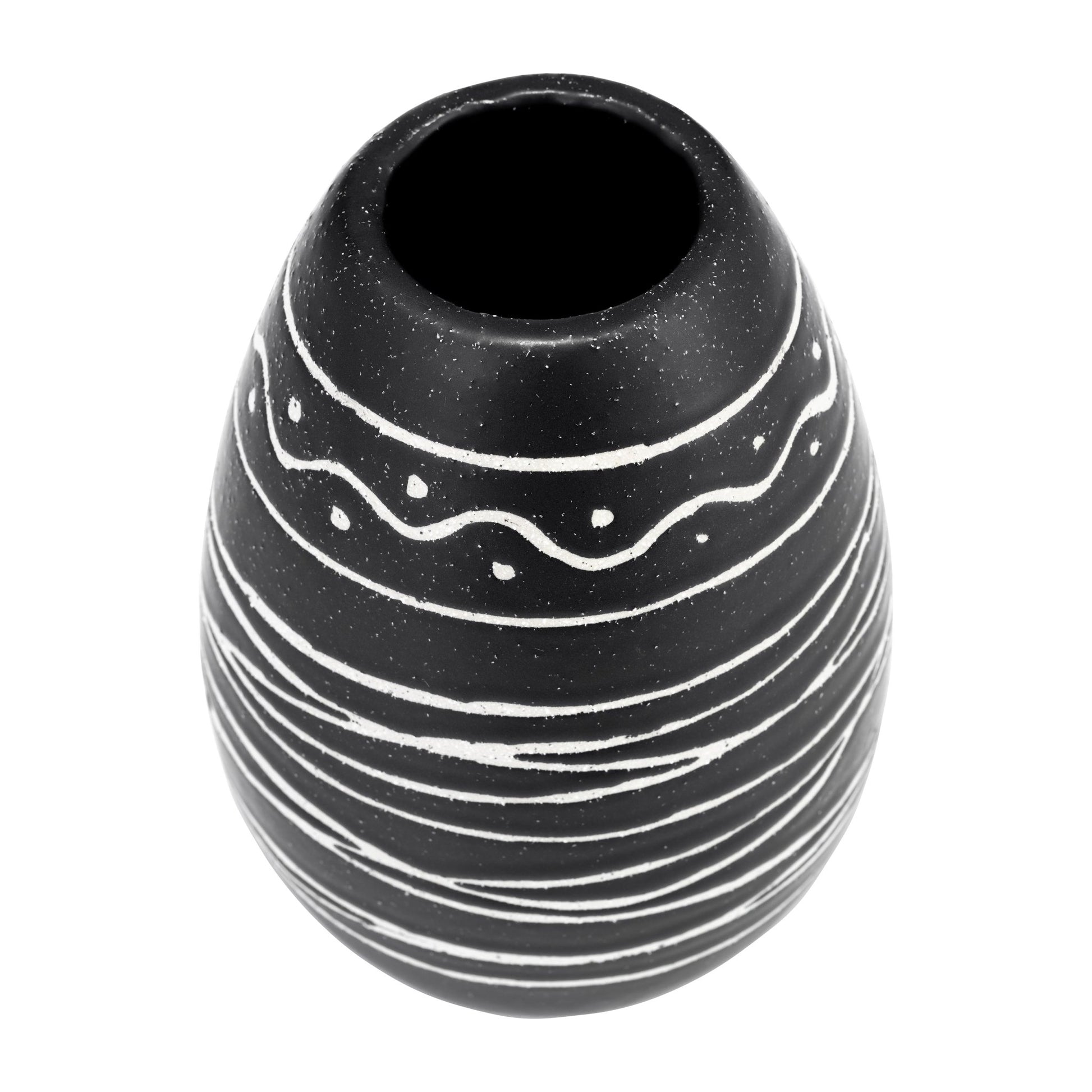 CER, 8"H TRIBAL VASE, BLACK/WHITE Vases and Jars| Sagebrook Home