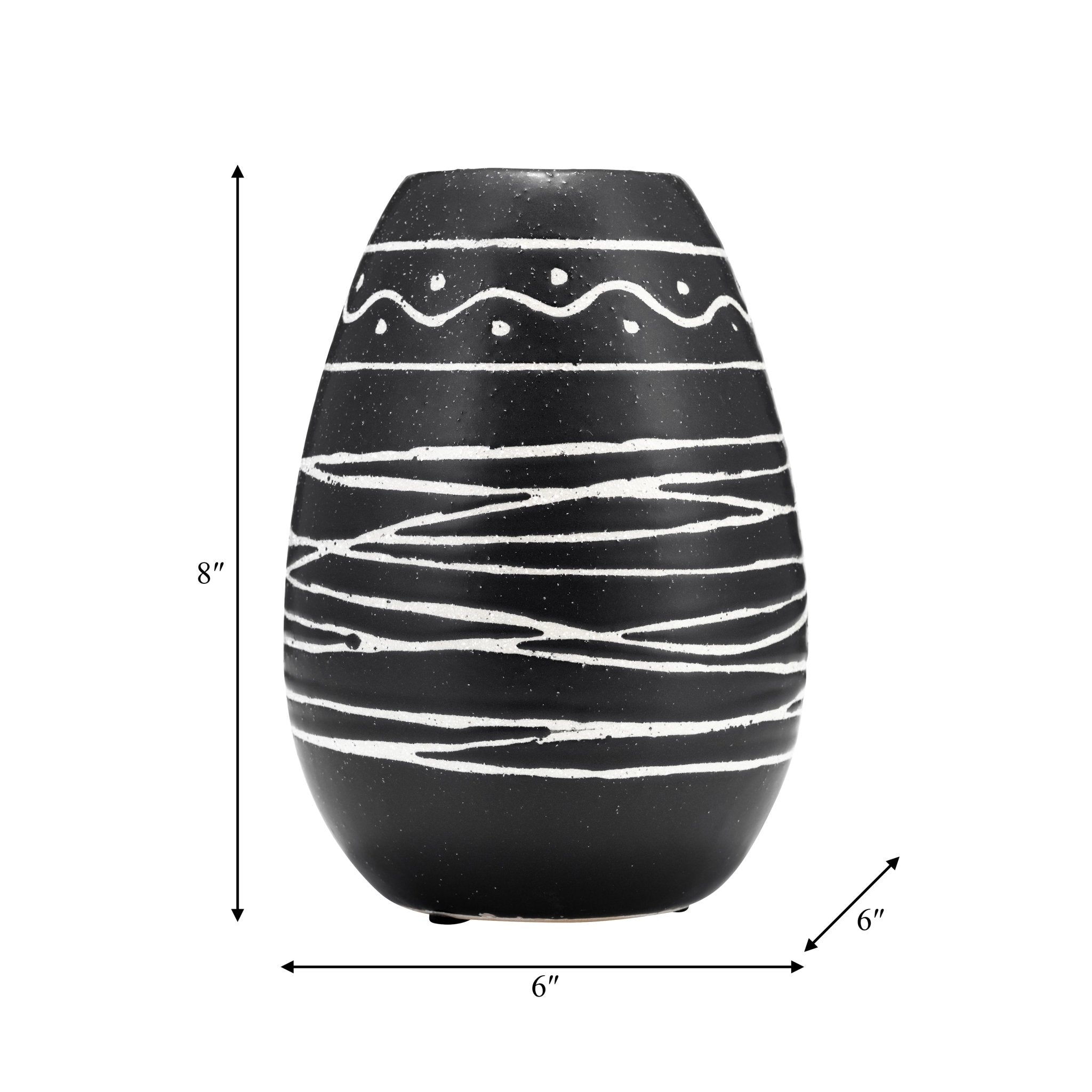 CER, 8"H TRIBAL VASE, BLACK/WHITE Vases and Jars| Sagebrook Home