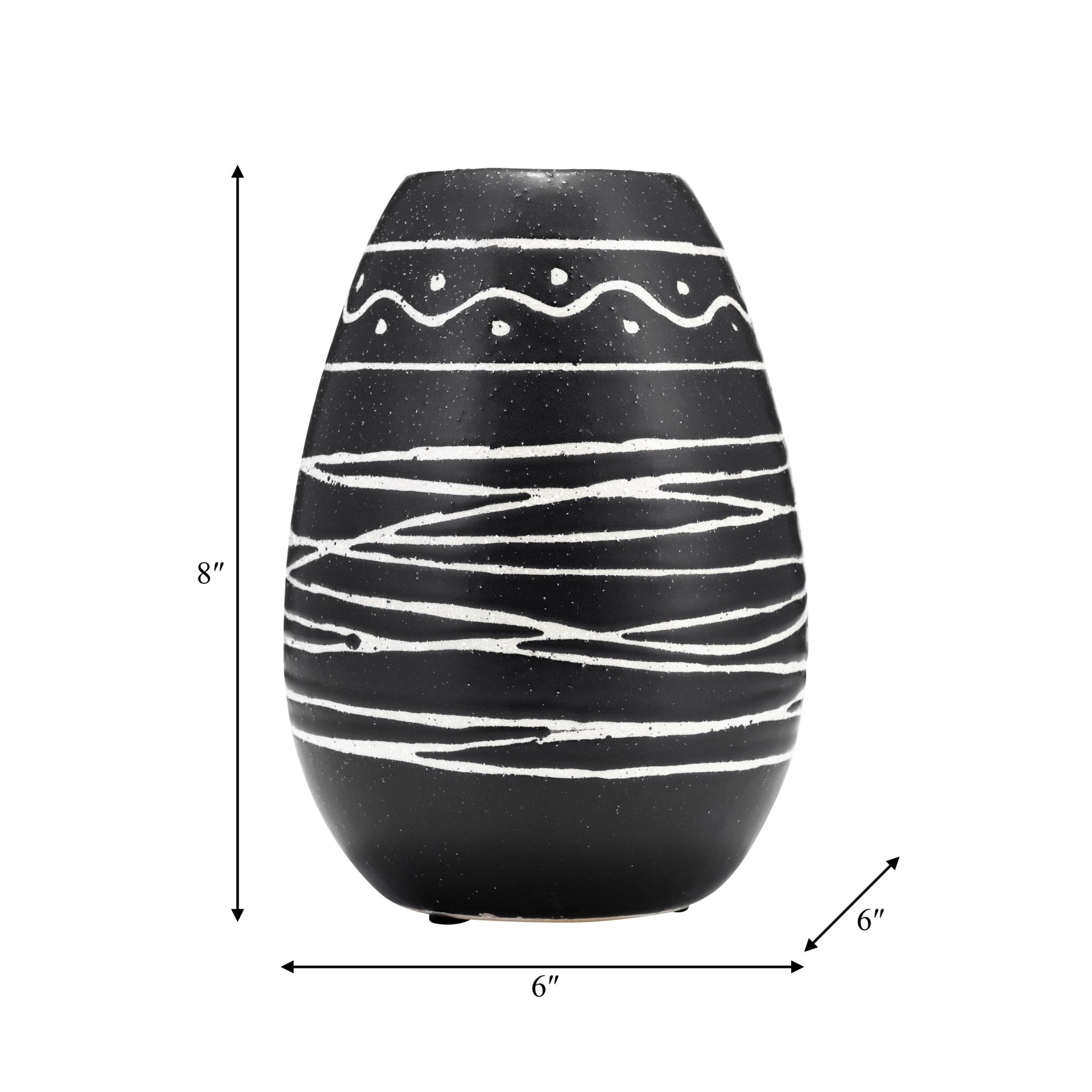 CER, 8"H TRIBAL VASE, BLACK/WHITE Vases and Jars| Sagebrook Home