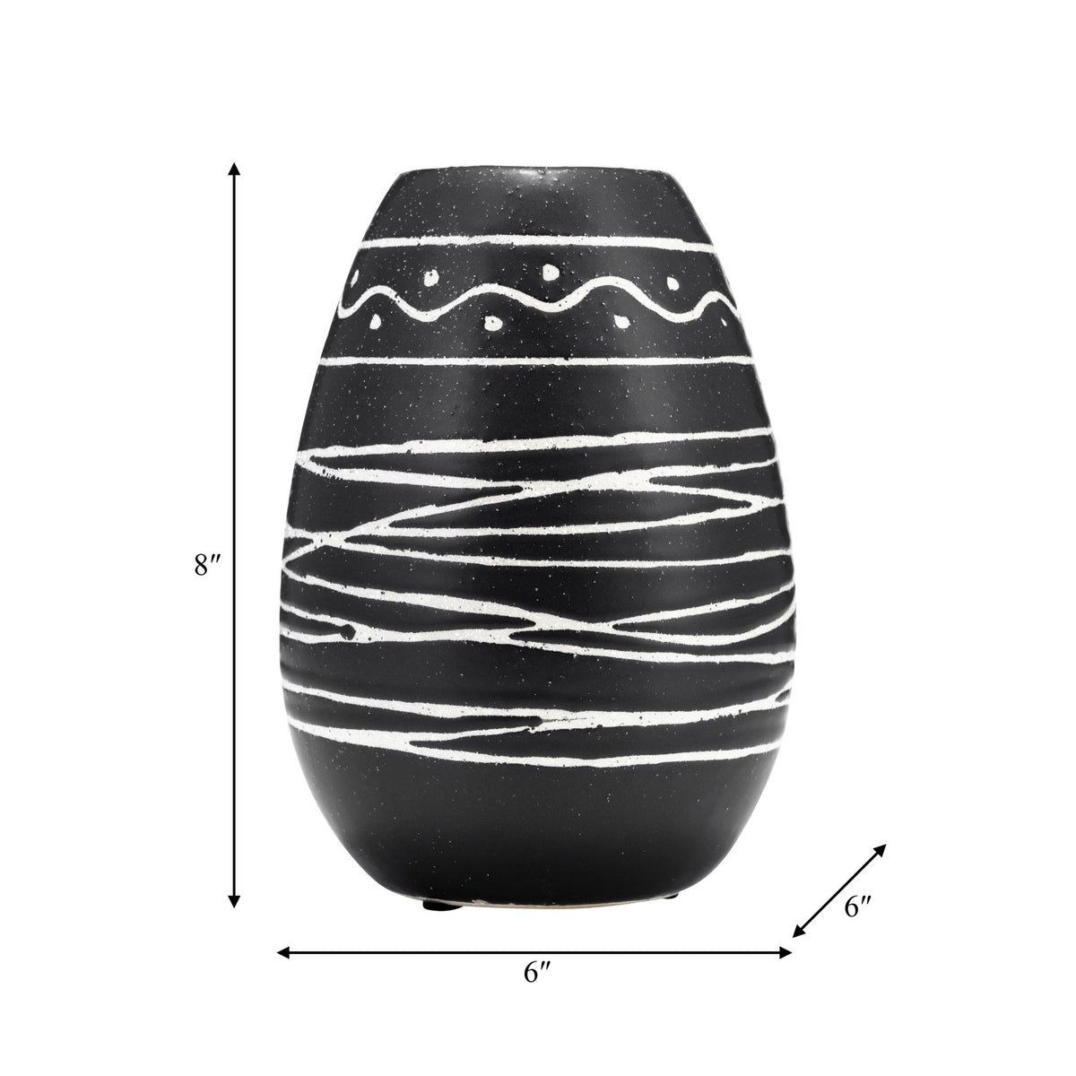 CER, 8"H TRIBAL VASE, BLACK/WHITE Vases and Jars| Sagebrook Home