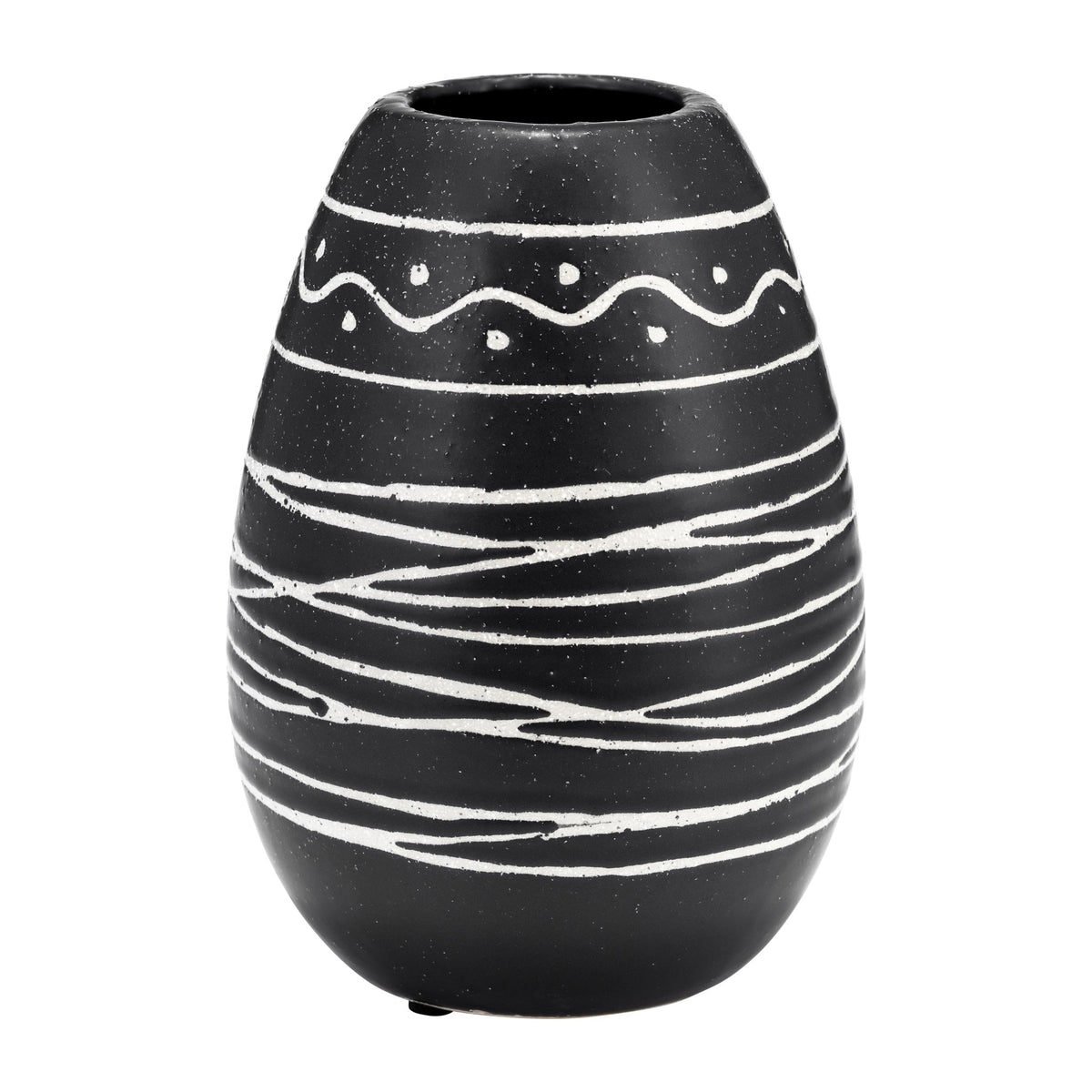 CER, 8"H TRIBAL VASE, BLACK/WHITE Vases and Jars| Sagebrook Home
