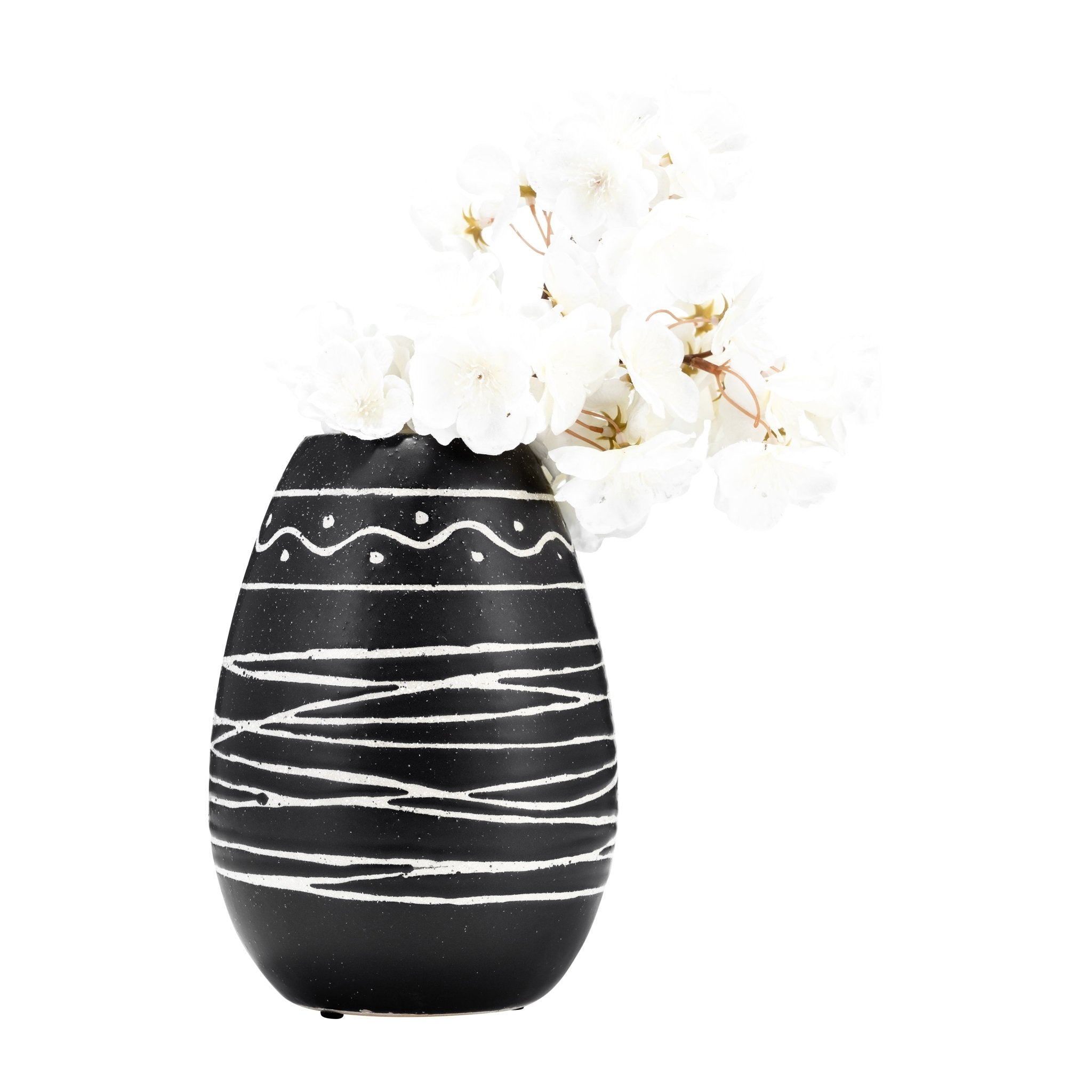 CER, 8"H TRIBAL VASE, BLACK/WHITE Vases and Jars| Sagebrook Home