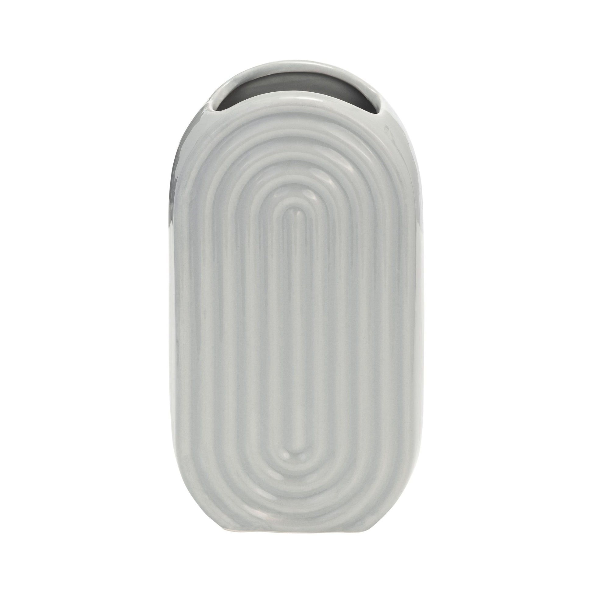 CER, 9" OVAL RIDGED VASE, GLACIER Vases and Jars| Sagebrook Home