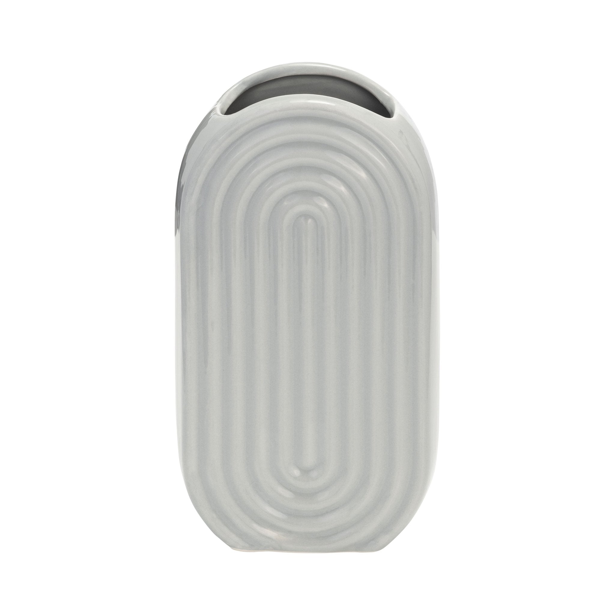 CER, 9" OVAL RIDGED VASE, GLACIER Vases and Jars| Sagebrook Home