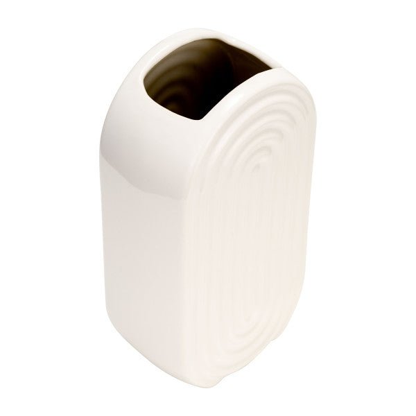 CER, 9" OVAL RIDGED VASE, WHITE Vases and Jars| Sagebrook Home