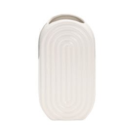 CER, 9" OVAL RIDGED VASE, WHITE Vases and Jars| Sagebrook Home