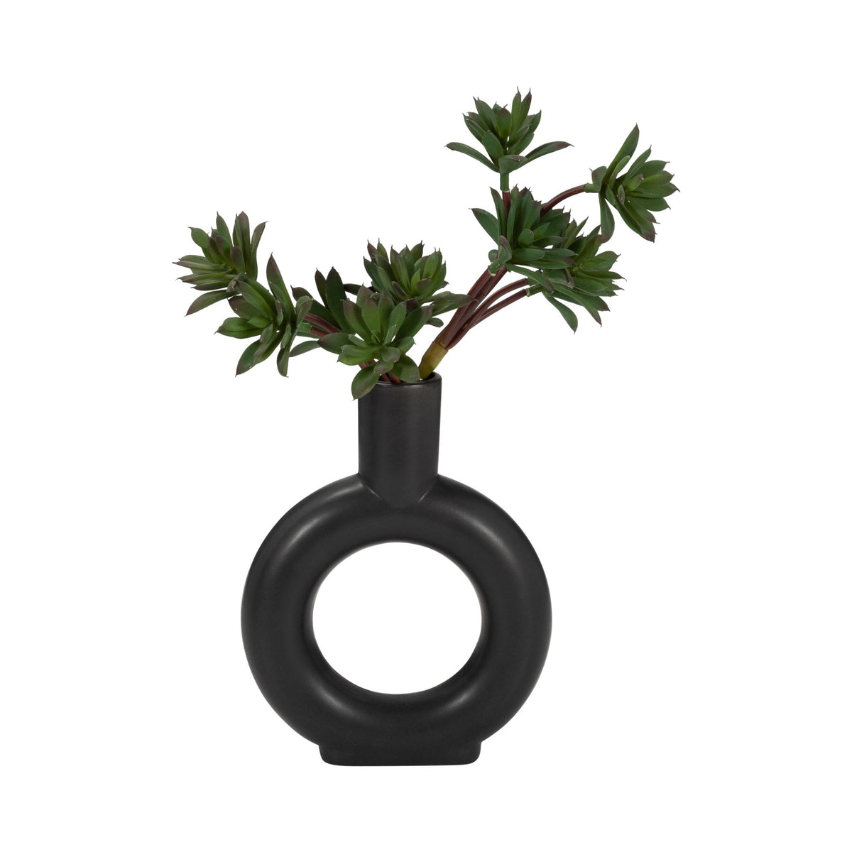 Cer, 9" Round Cut-Out Vase, Black Vases and Jars| Sagebrook Home
