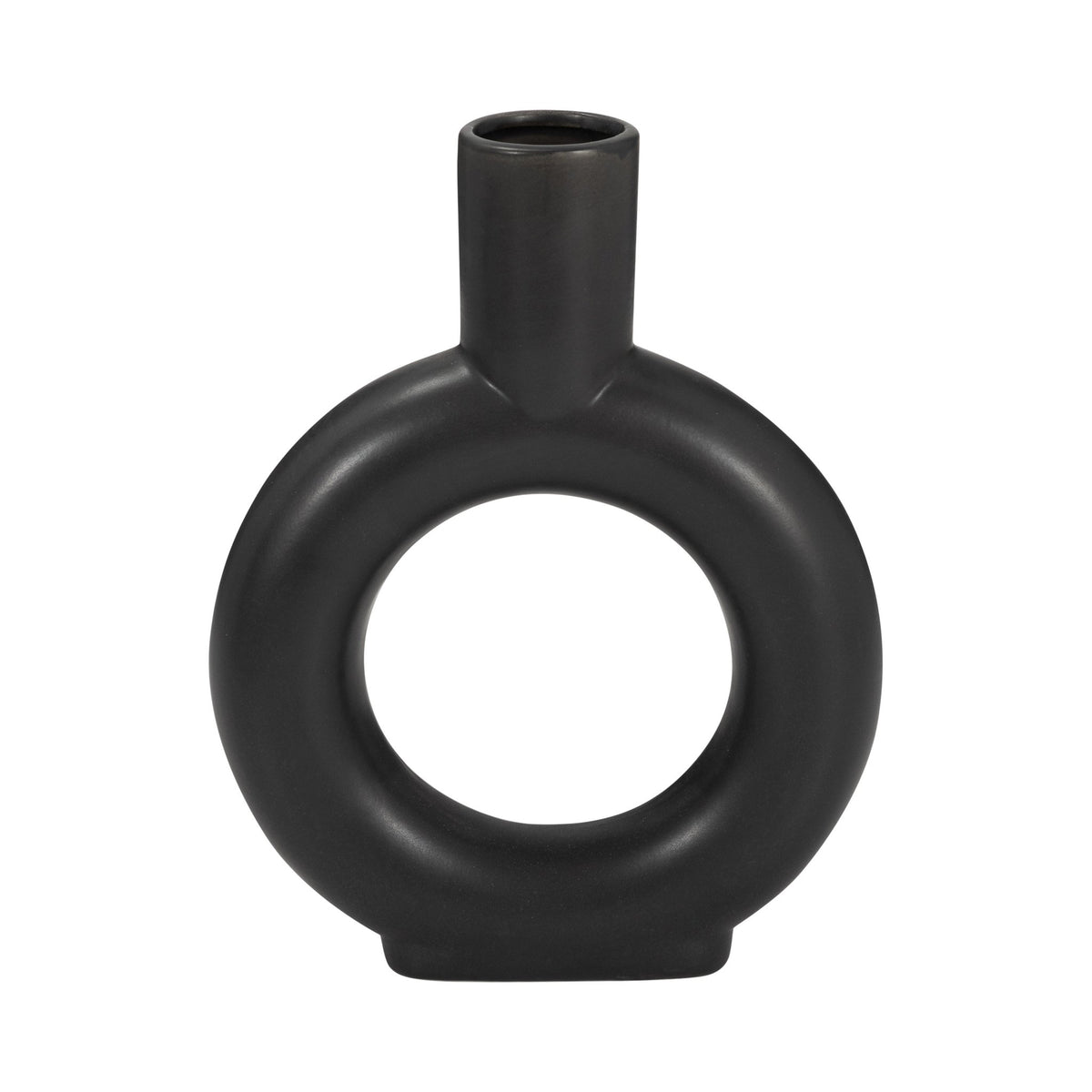 Cer, 9" Round Cut-Out Vase, Black Vases and Jars| Sagebrook Home