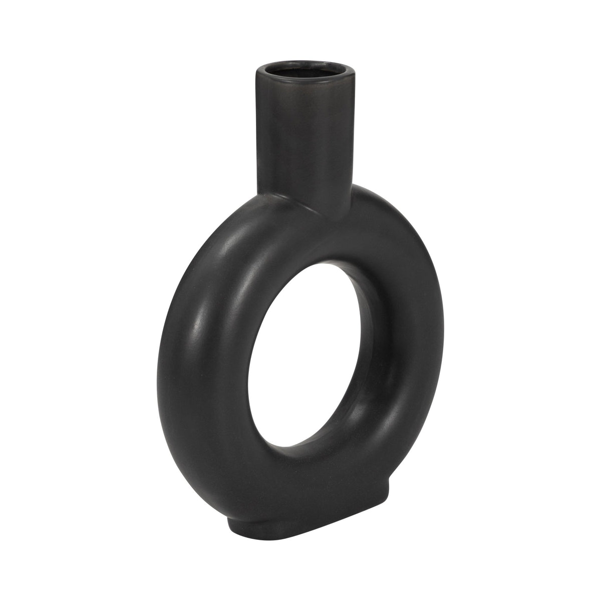 Cer, 9" Round Cut-Out Vase, Black Vases and Jars| Sagebrook Home