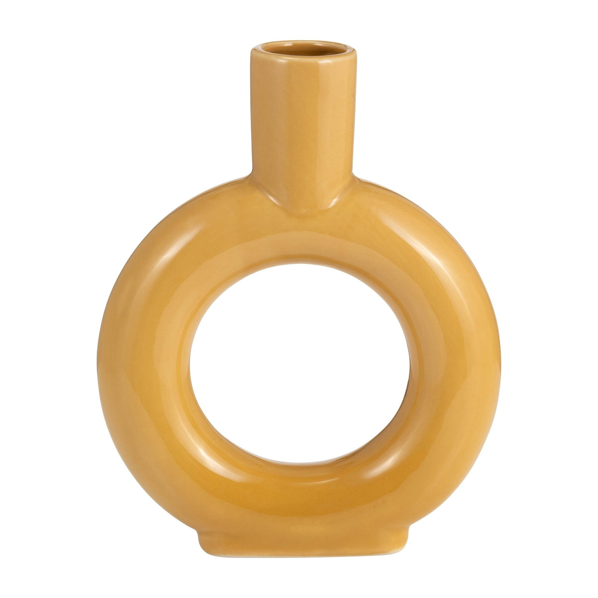 CER, 9" ROUND CUT-OUT VASE, MUSTARD GOLD Vases and Jars| Sagebrook Home