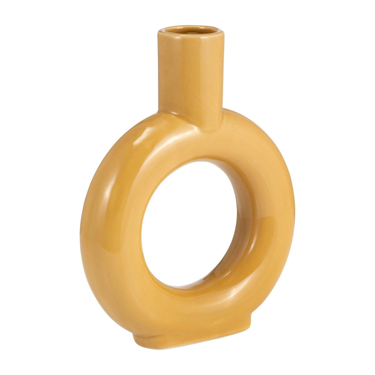 CER, 9" ROUND CUT-OUT VASE, MUSTARD GOLD Vases and Jars| Sagebrook Home