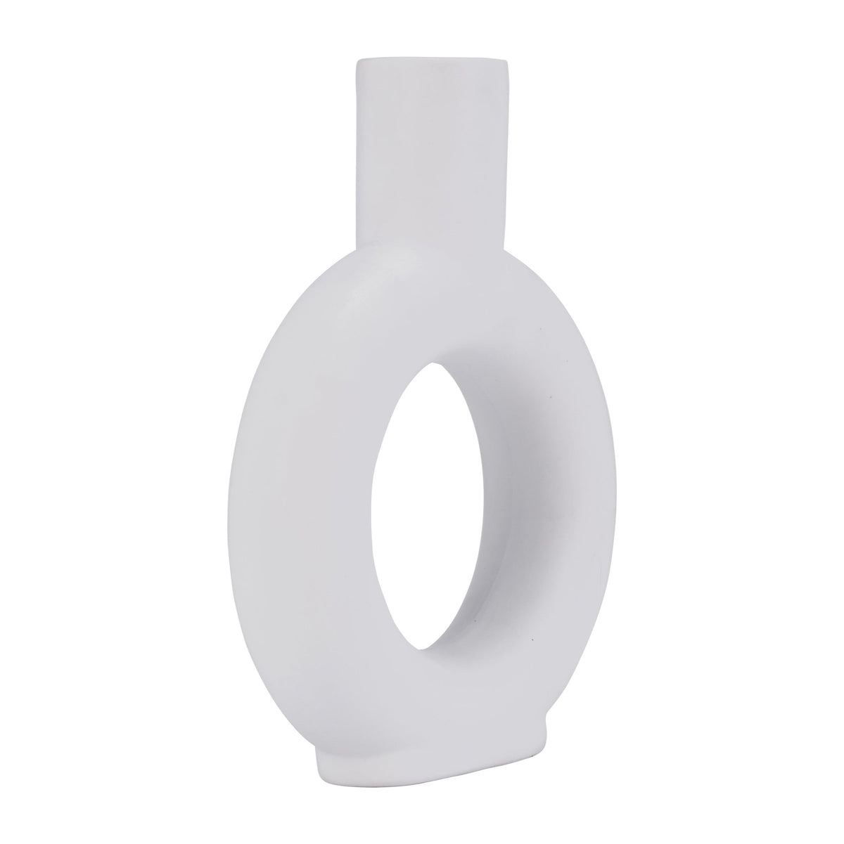 Cer, 9" Round Cut-Out Vase, White Vases and Jars| Sagebrook Home