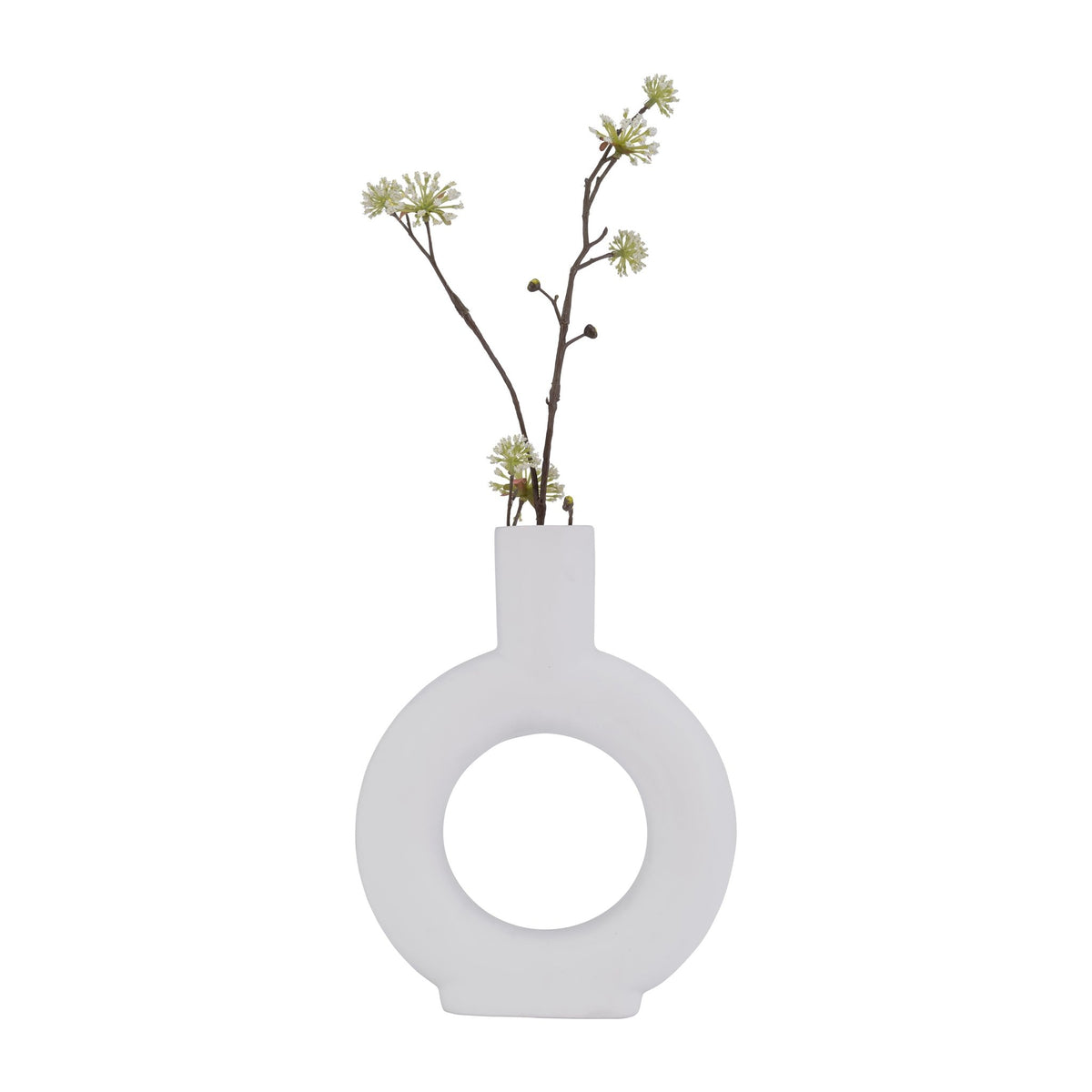 Cer, 9" Round Cut-Out Vase, White Vases and Jars| Sagebrook Home