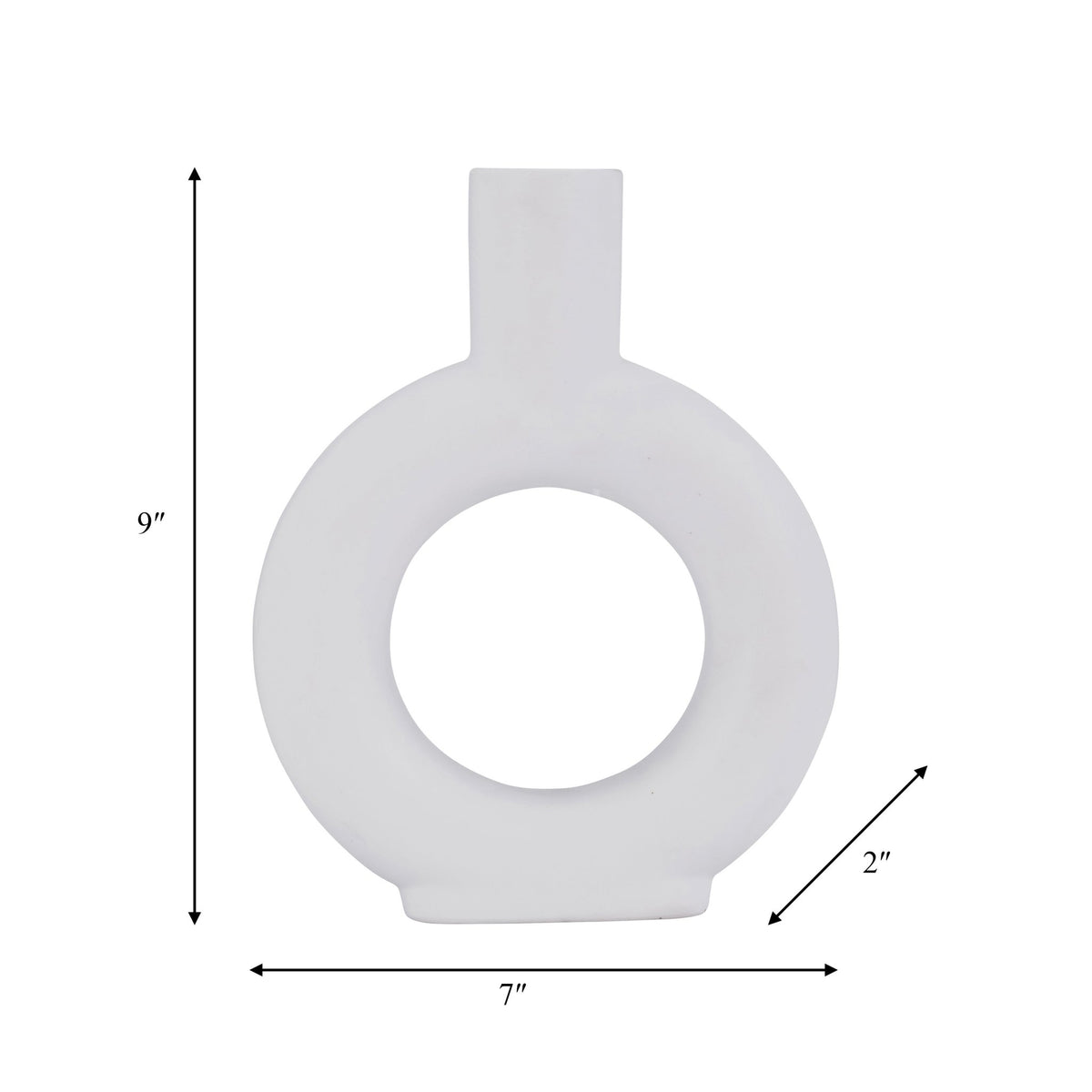 Cer, 9" Round Cut-Out Vase, White Vases and Jars| Sagebrook Home