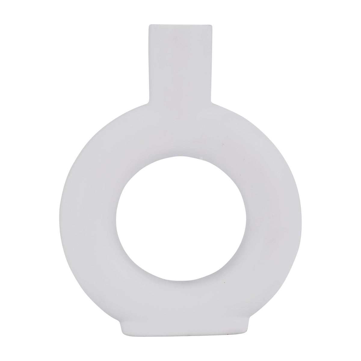 Cer, 9" Round Cut-Out Vase, White Vases and Jars| Sagebrook Home