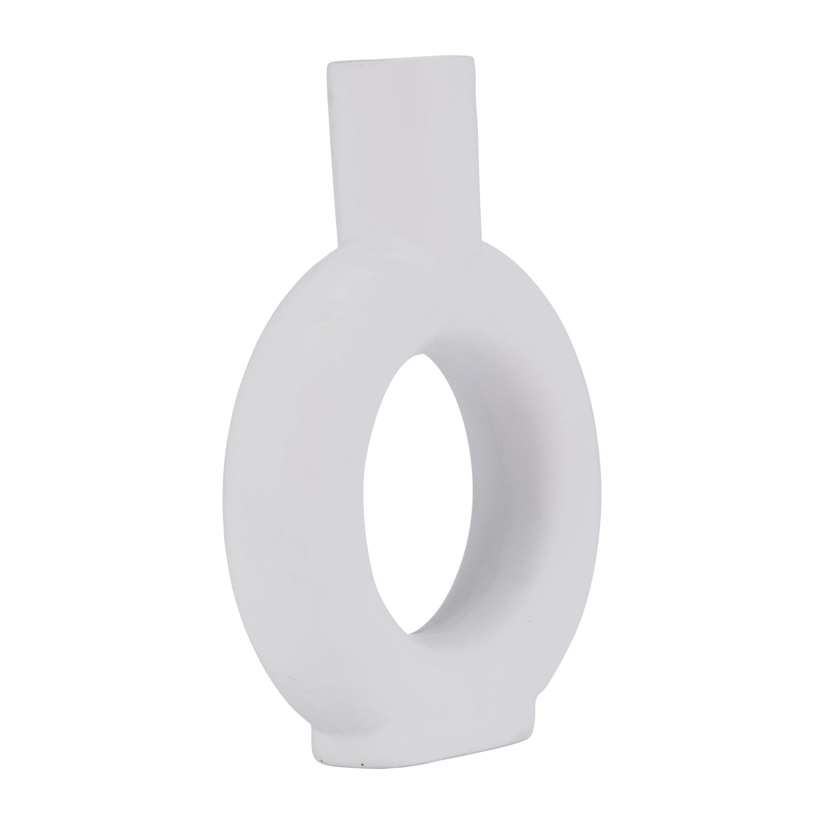 Cer, 9" Round Cut-Out Vase, White Vases and Jars| Sagebrook Home