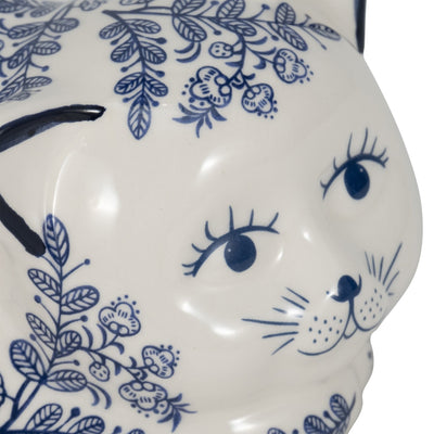 CER, 9" SLEEPING CHINOISERIE CAT, BLUE/WHITE - Al Rugaib Furniture