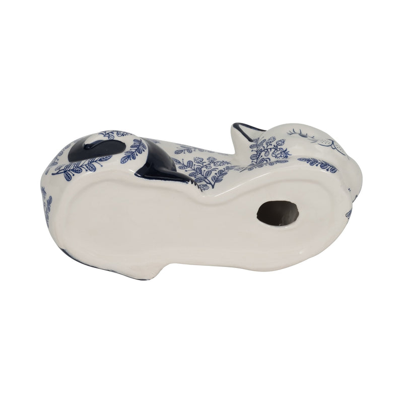 CER, 9" SLEEPING CHINOISERIE CAT, BLUE/WHITE - Al Rugaib Furniture