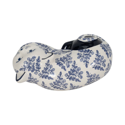 CER, 9" SLEEPING CHINOISERIE CAT, BLUE/WHITE - Al Rugaib Furniture
