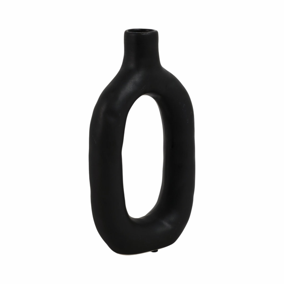 CER, 9" TEXTURED CUT-OUT VASE, BLACK Vases and Jars| Sagebrook Home