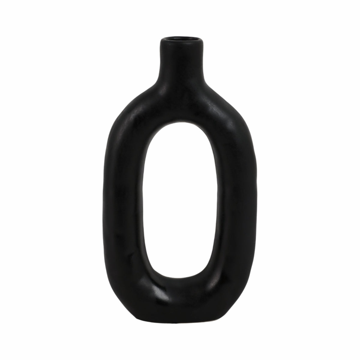 CER, 9" TEXTURED CUT-OUT VASE, BLACK Vases and Jars| Sagebrook Home
