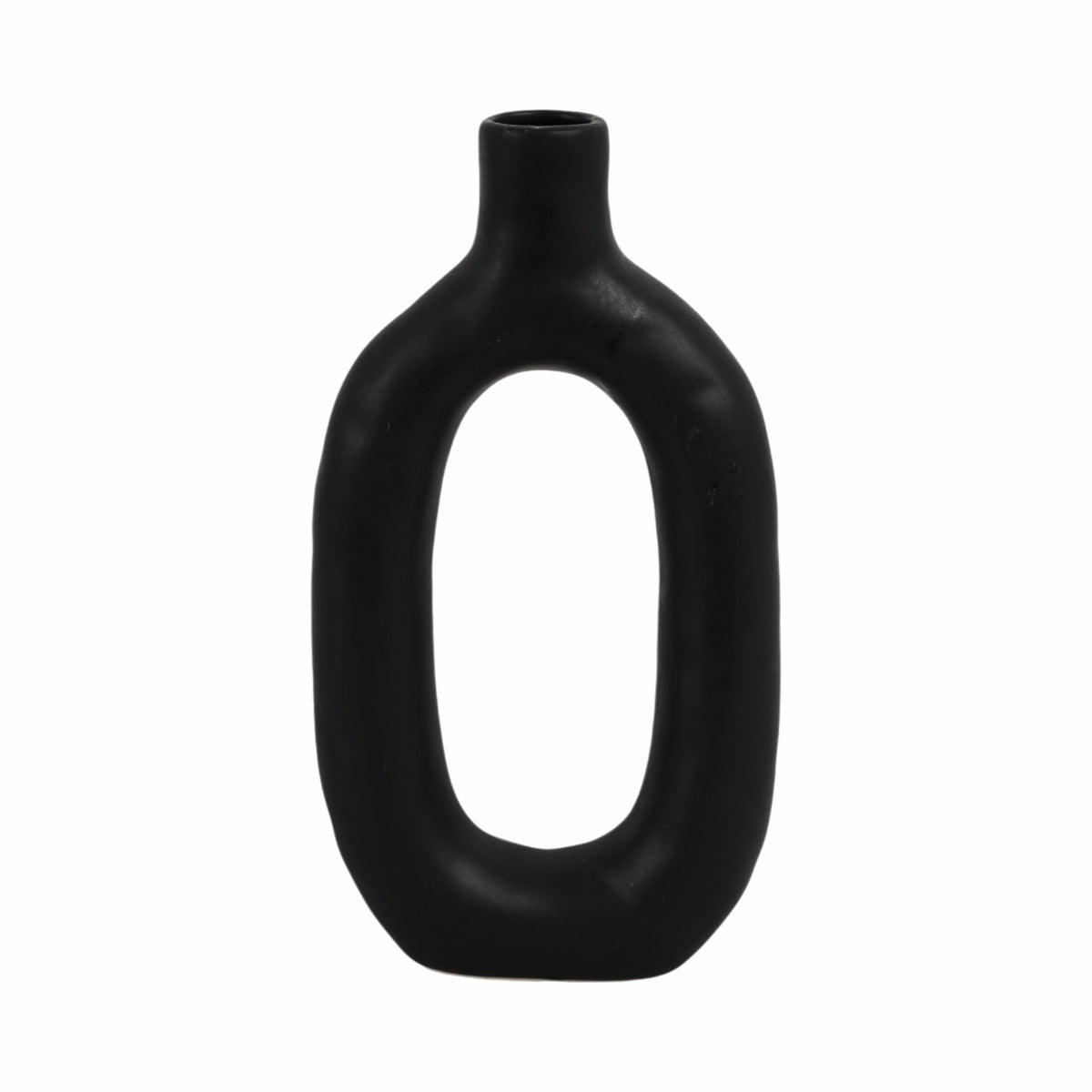 CER, 9" TEXTURED CUT-OUT VASE, BLACK Vases and Jars| Sagebrook Home