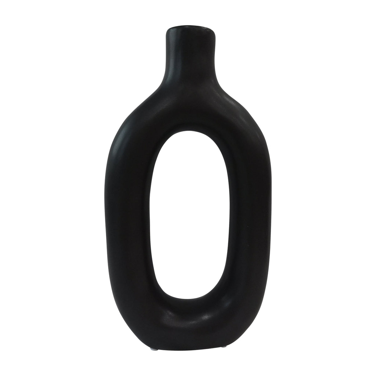 CER, 9" TEXTURED CUT-OUT VASE, BLACK Vases and Jars| Sagebrook Home