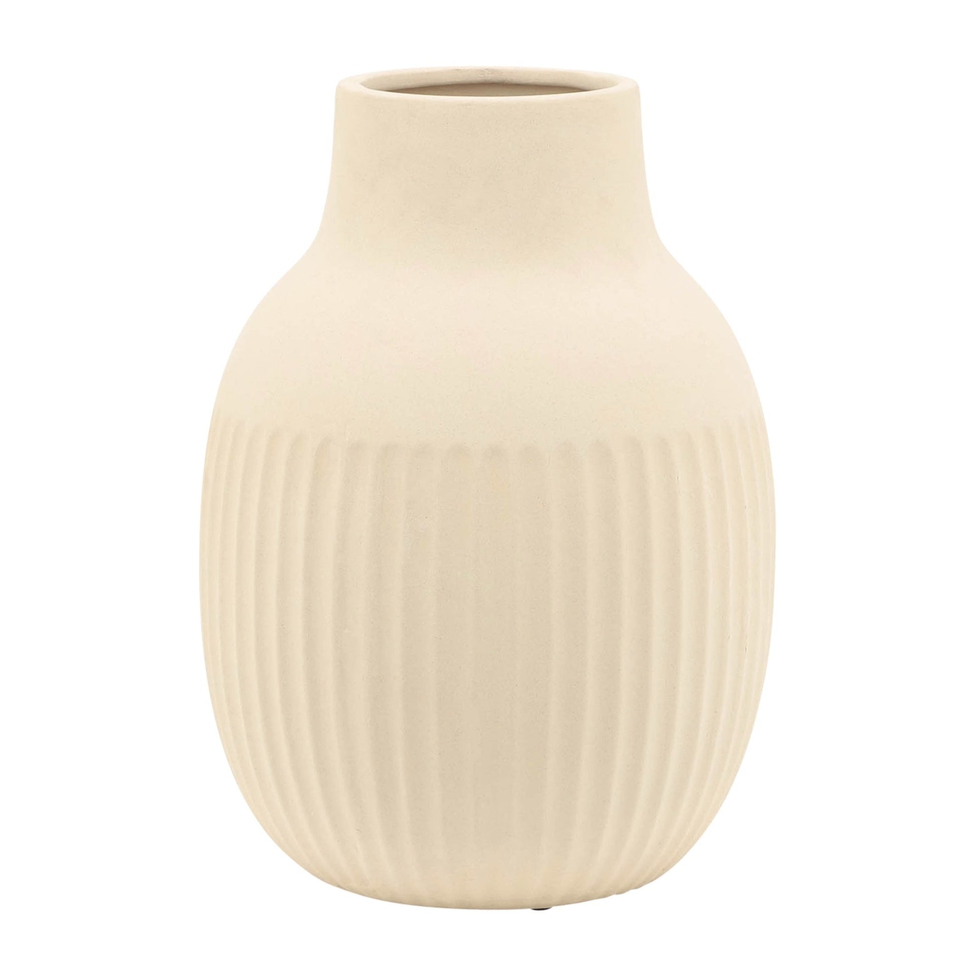 CER, 9"H RIDGED BULBOUS VASE, IVORY Vases and Jars| Sagebrook Home